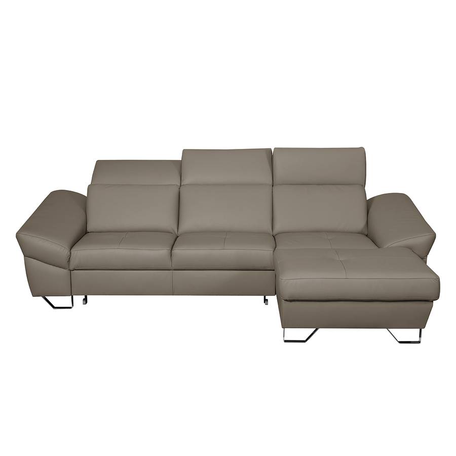 Ecksofa Saltia Rechts Schlaffunktion I TaupeLongchair Davorstehend Echtleder Mit CeoWBQrdx