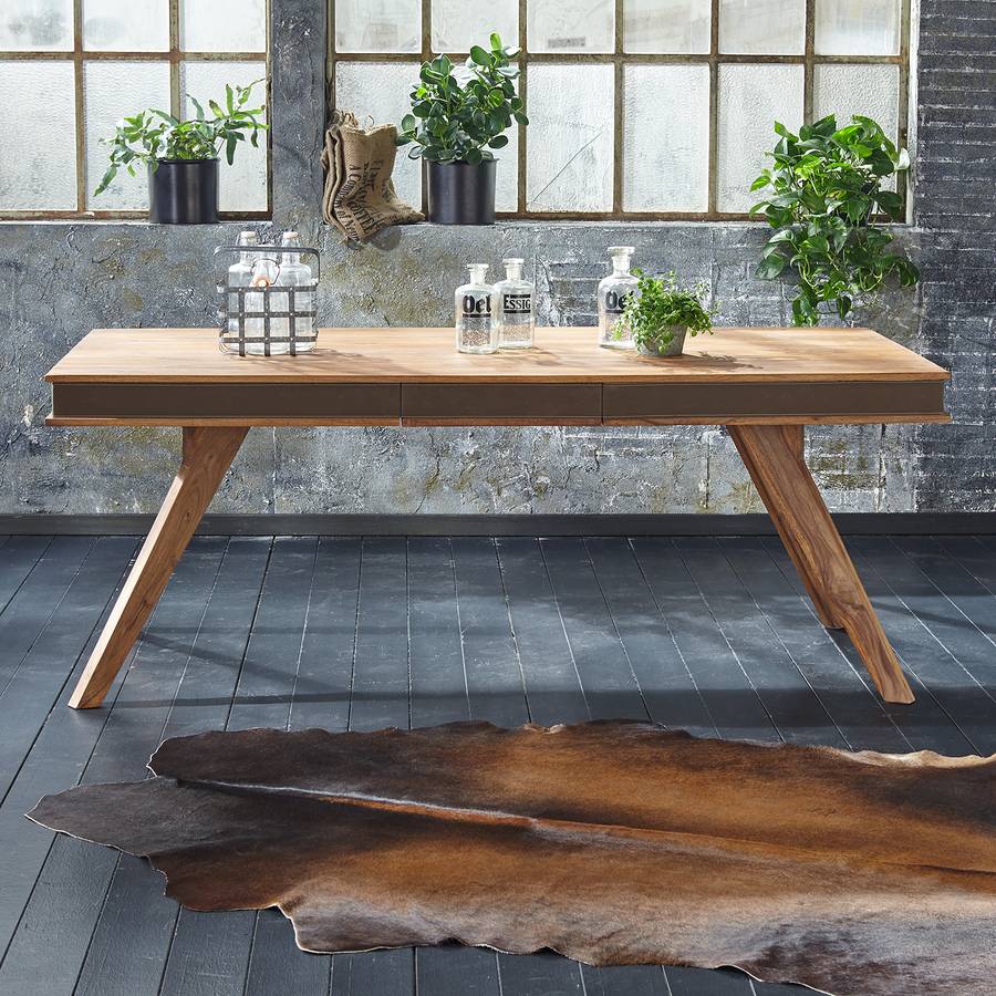 Manger Table RallongesSheesham Iavec CuirSchina MassifImitation Khan À dxChsrtQ