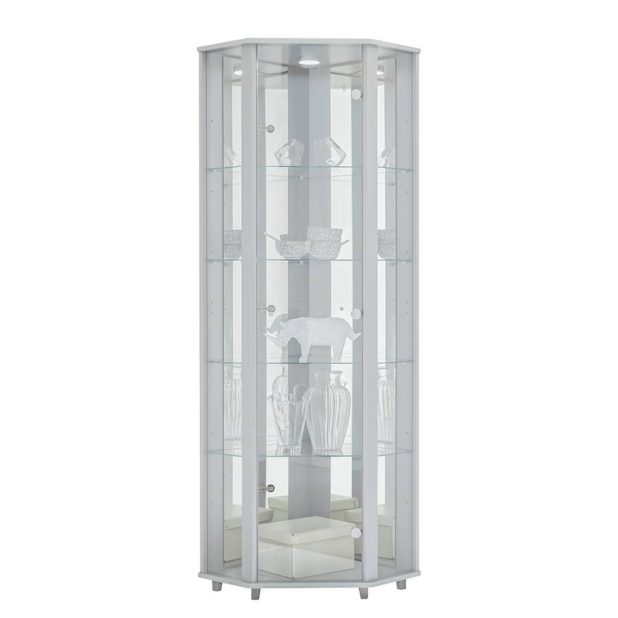 D'angle Éclairage Vitrine InclusBlanc Étagères Amalia Réglables 5 Avec 9EHID2WYe