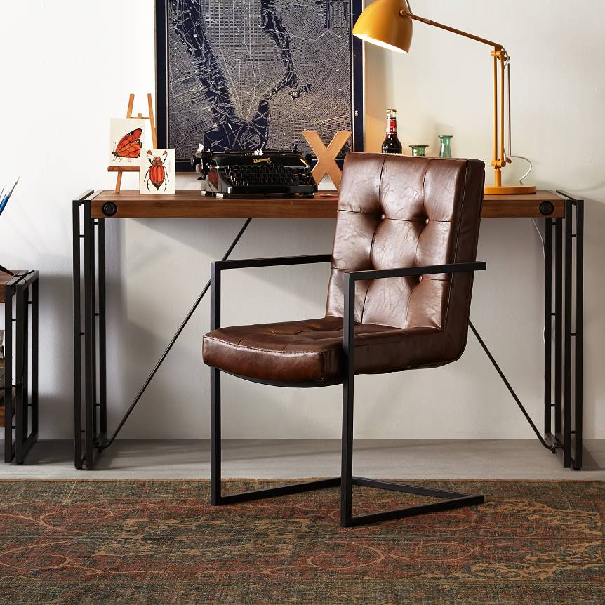 Chaise Cantilever CuirMétalMarron Imitation Noir srCxQdht