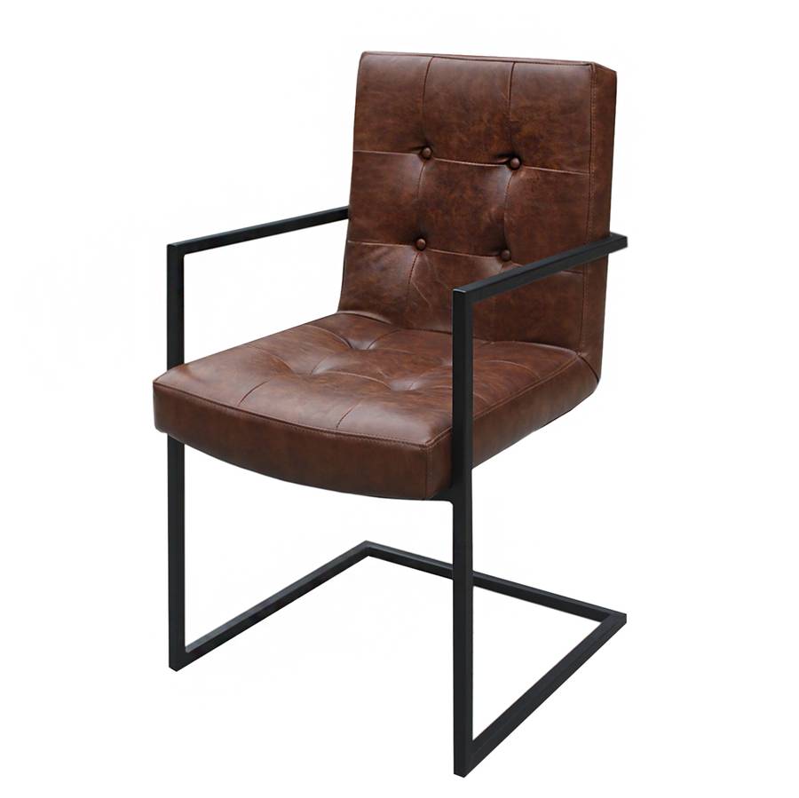 Chaise Cantilever CuirMétalMarron Imitation Noir srCxQdht