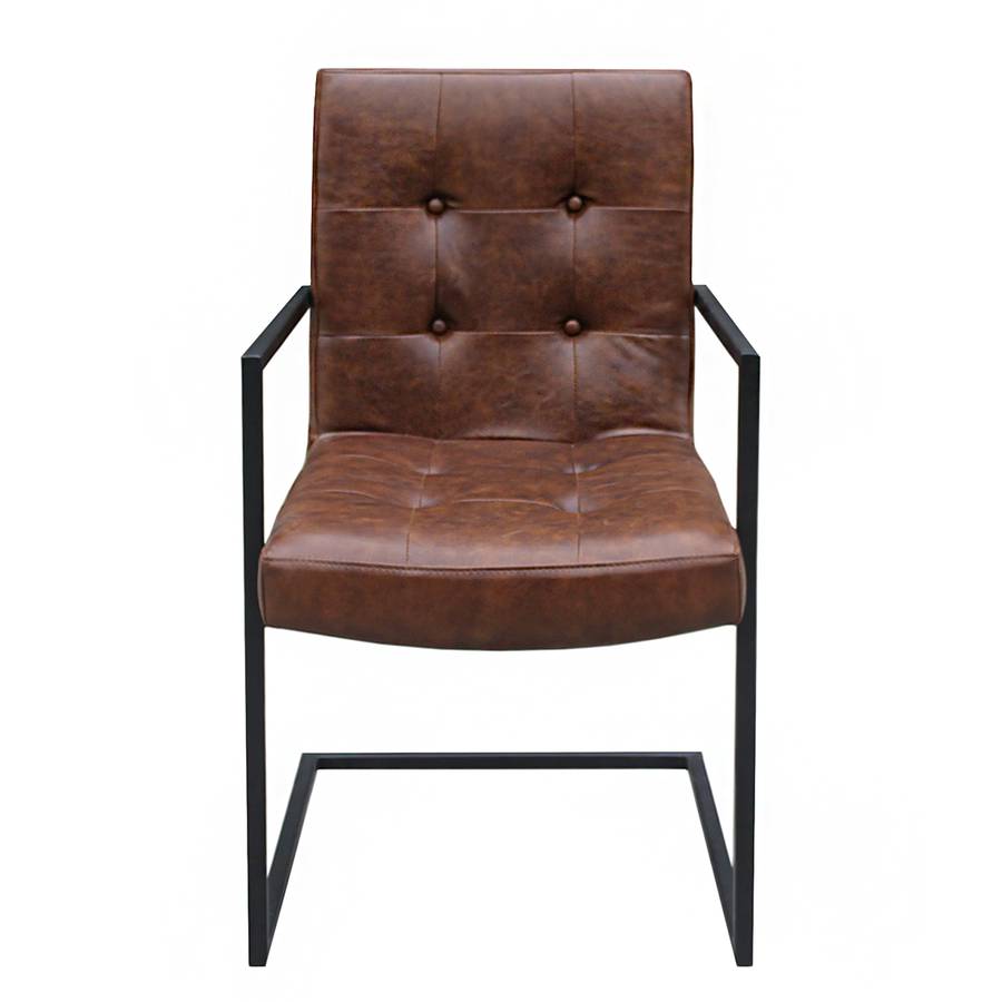 Chaise Cantilever CuirMétalMarron Imitation Noir srCxQdht