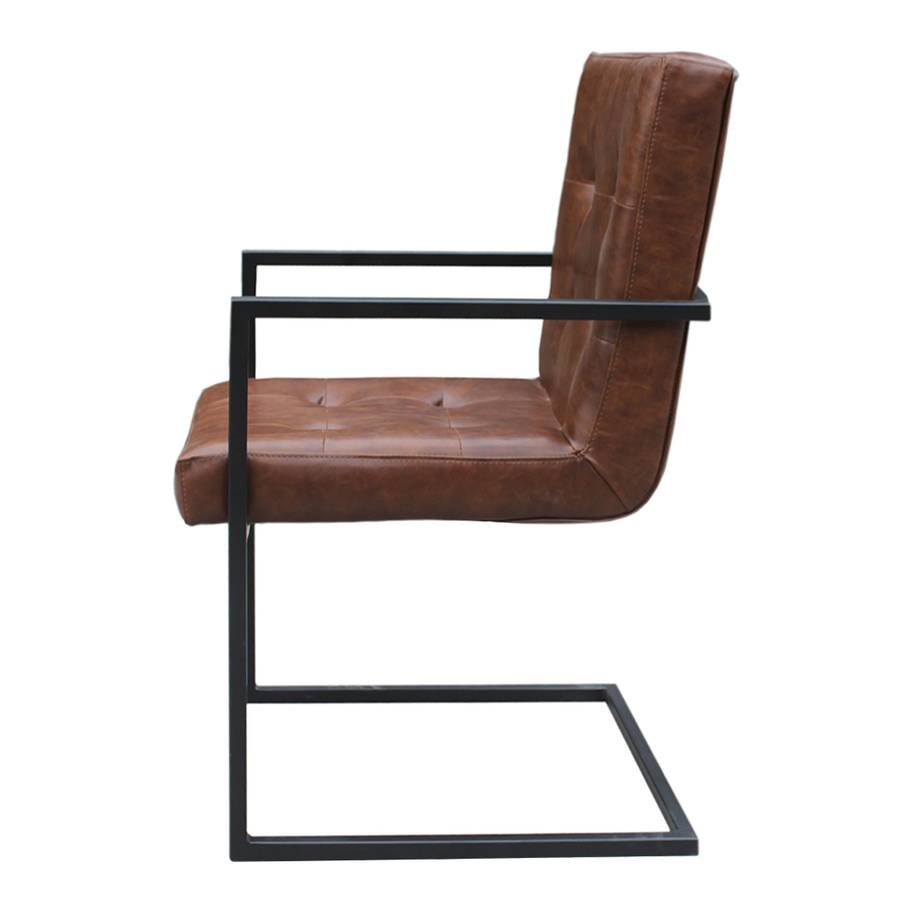 Chaise Cantilever CuirMétalMarron Imitation Noir srCxQdht