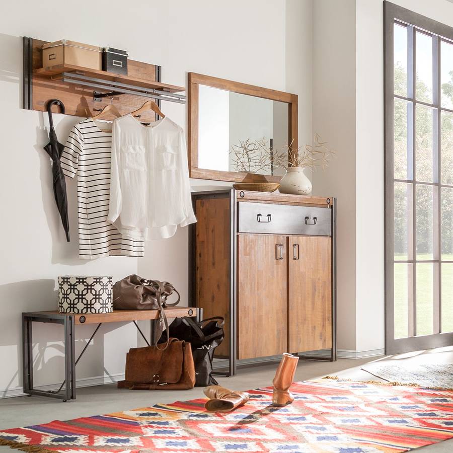 Armoire Acacia À Chaussures Manchester MassifMétal tdrshQCx