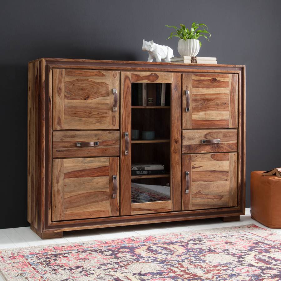 Khan Highboard Sheesham MassivKunstleder Iii Khan MassivKunstleder Iii Sheesham Khan Highboard Highboard k8wPn0ONX