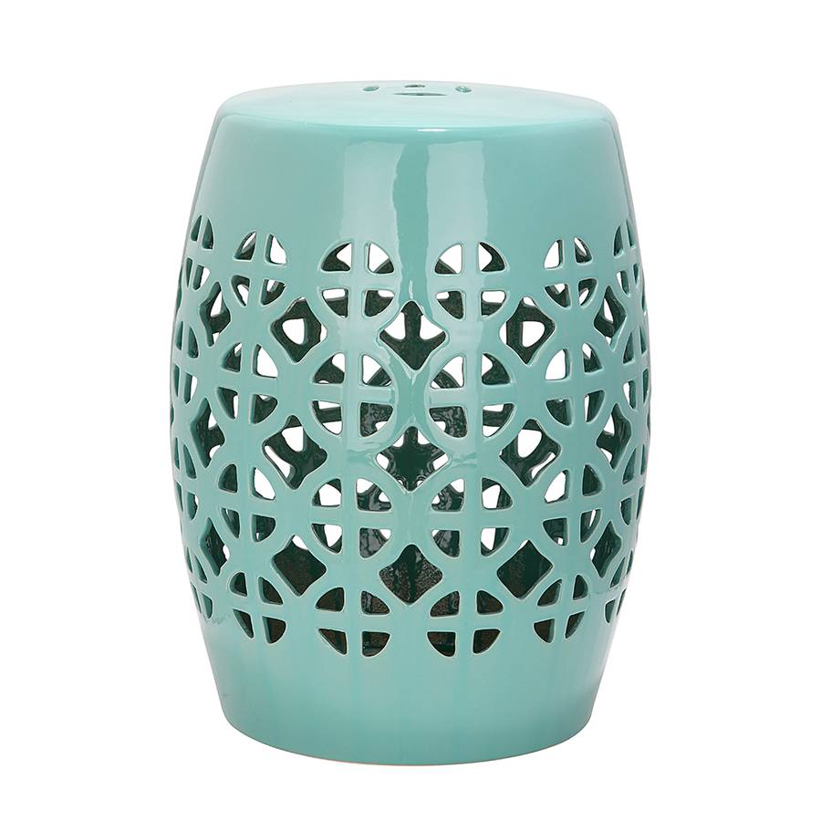 Circle Émaillé Bleu Tabouret Turquoise En Céramique Qrdtsh