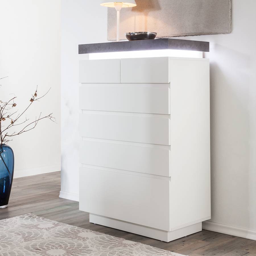 Commode FourniBlanc MatImitation Namona Béton Iiéclairage 2IWHYD9E