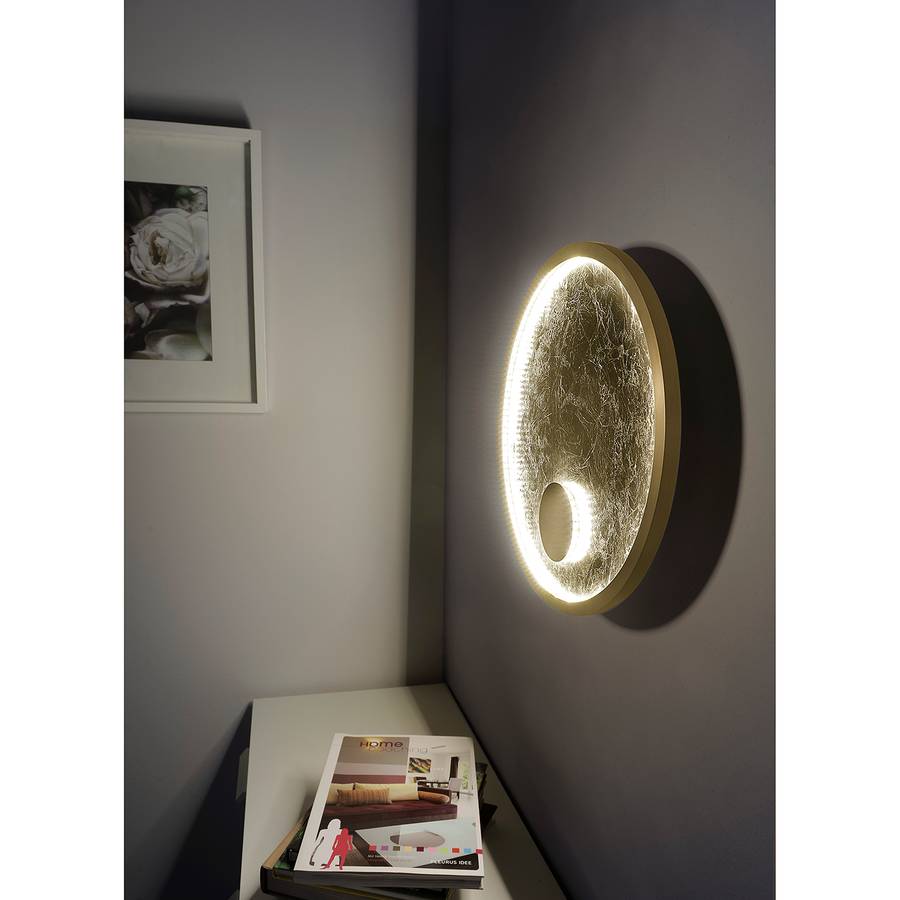 SynthétiqueAcier2 Luna Applique Grand Murale Ampoules Matériau Led E2YD9WIH