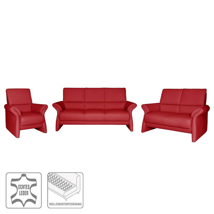 1Cuir VéritableRouge De Salon Ensemble Patay3 2 Cerise nm08wvN