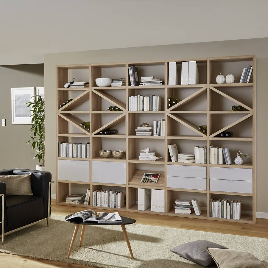Eiche DekorHochglanz Weiß Regal Concept Xi ALq3j45R