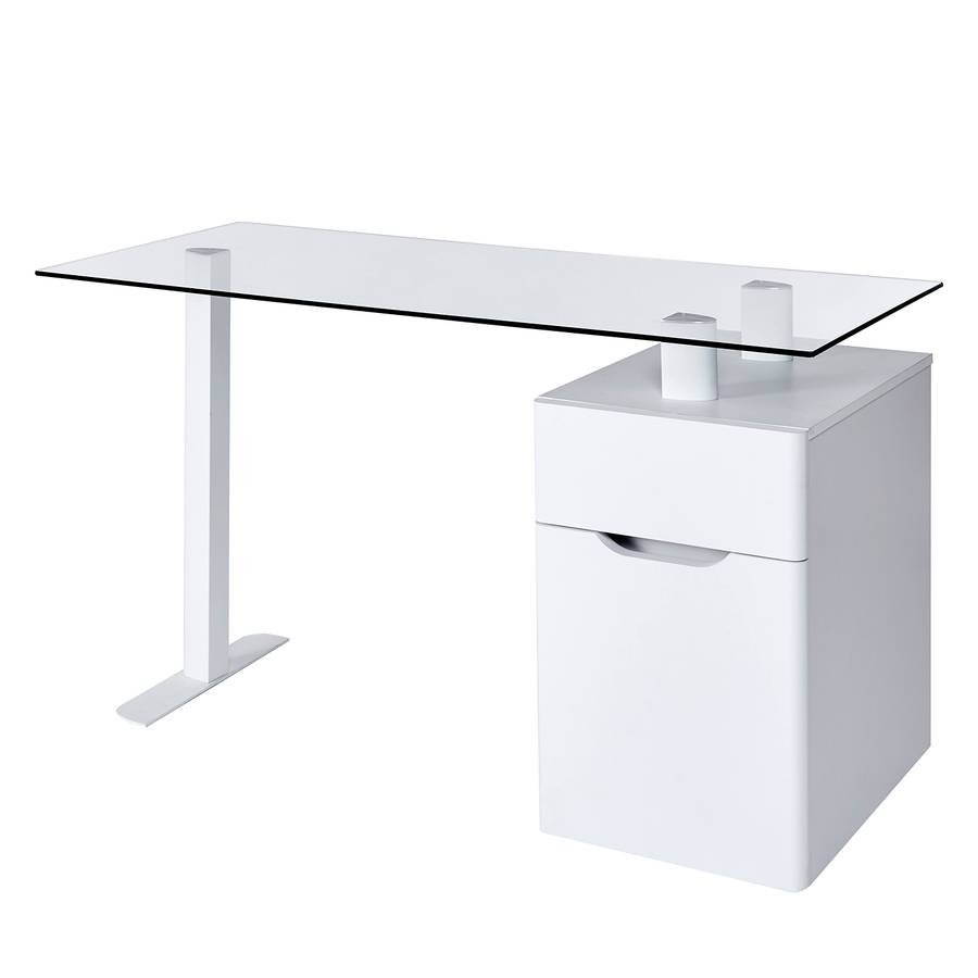 Schreibtisch libre Weiß 13 Cu GlasStahlMatt qLGSzpUMV