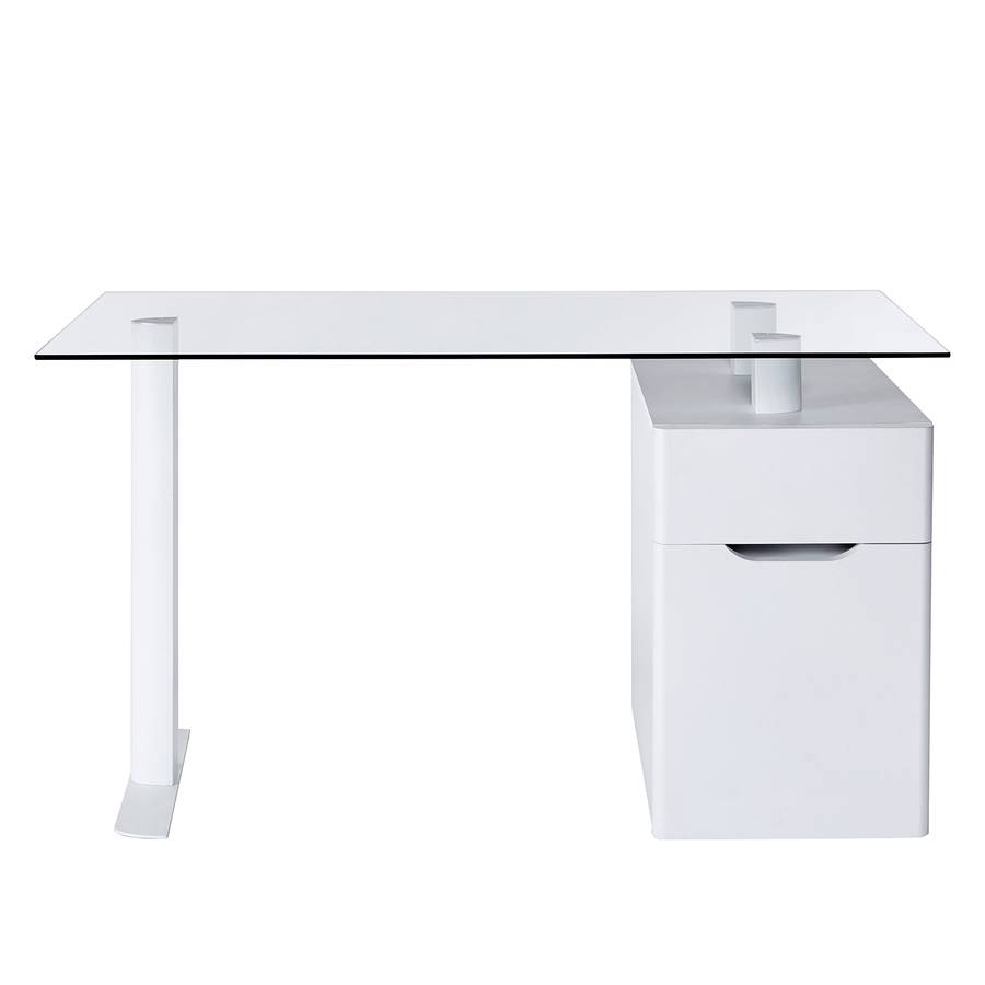Schreibtisch libre Weiß 13 Cu GlasStahlMatt qLGSzpUMV