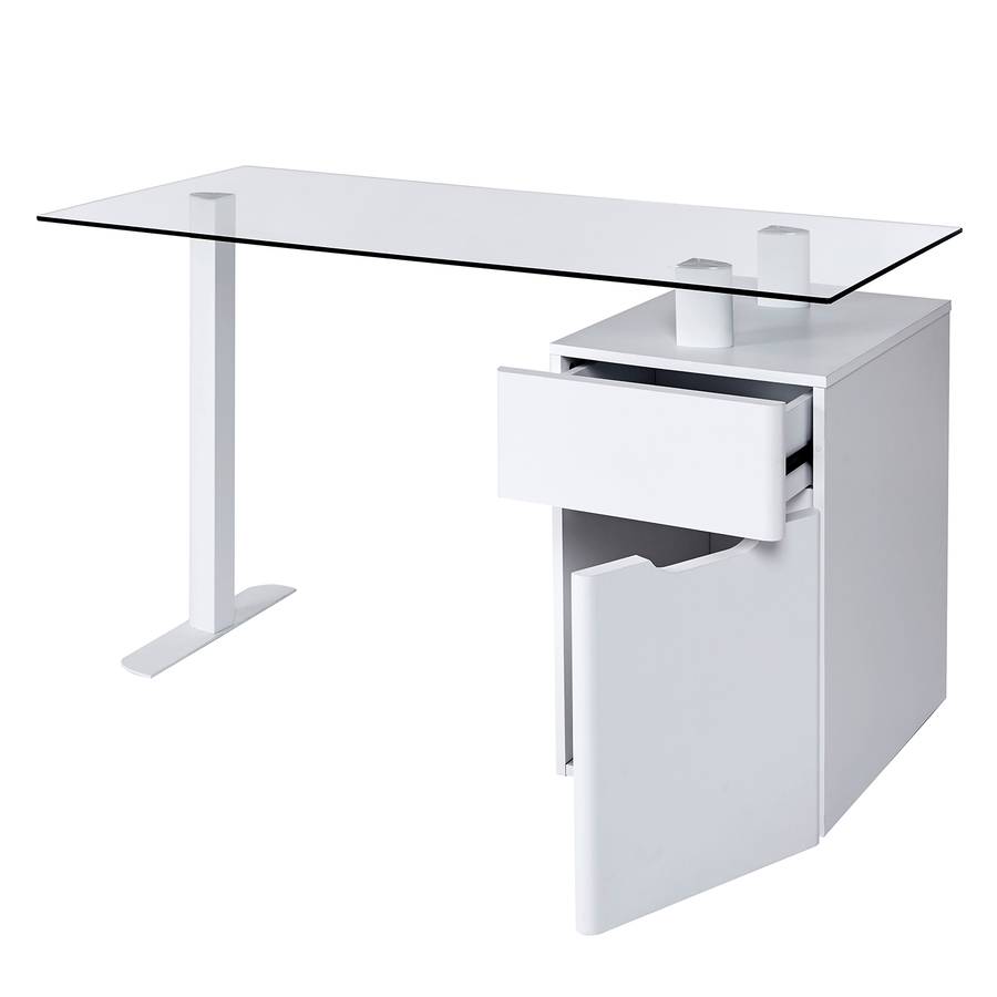 Schreibtisch libre Weiß 13 Cu GlasStahlMatt qLGSzpUMV