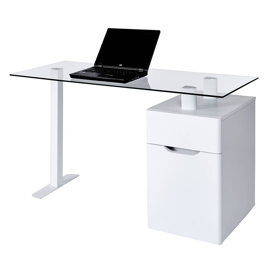 Schreibtisch libre Weiß 13 Cu GlasStahlMatt qLGSzpUMV