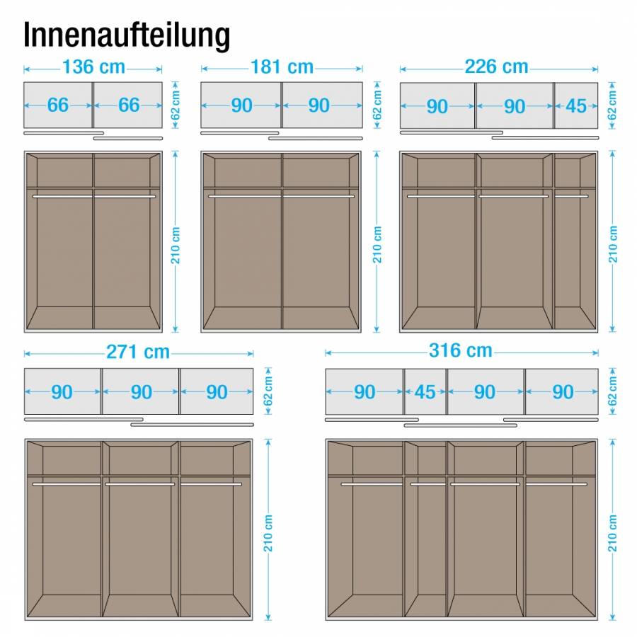 I Cm DekorSpiegelglas210 Quadra Sonoma Eiche Schwebetürenschrank 0PXw8kOn