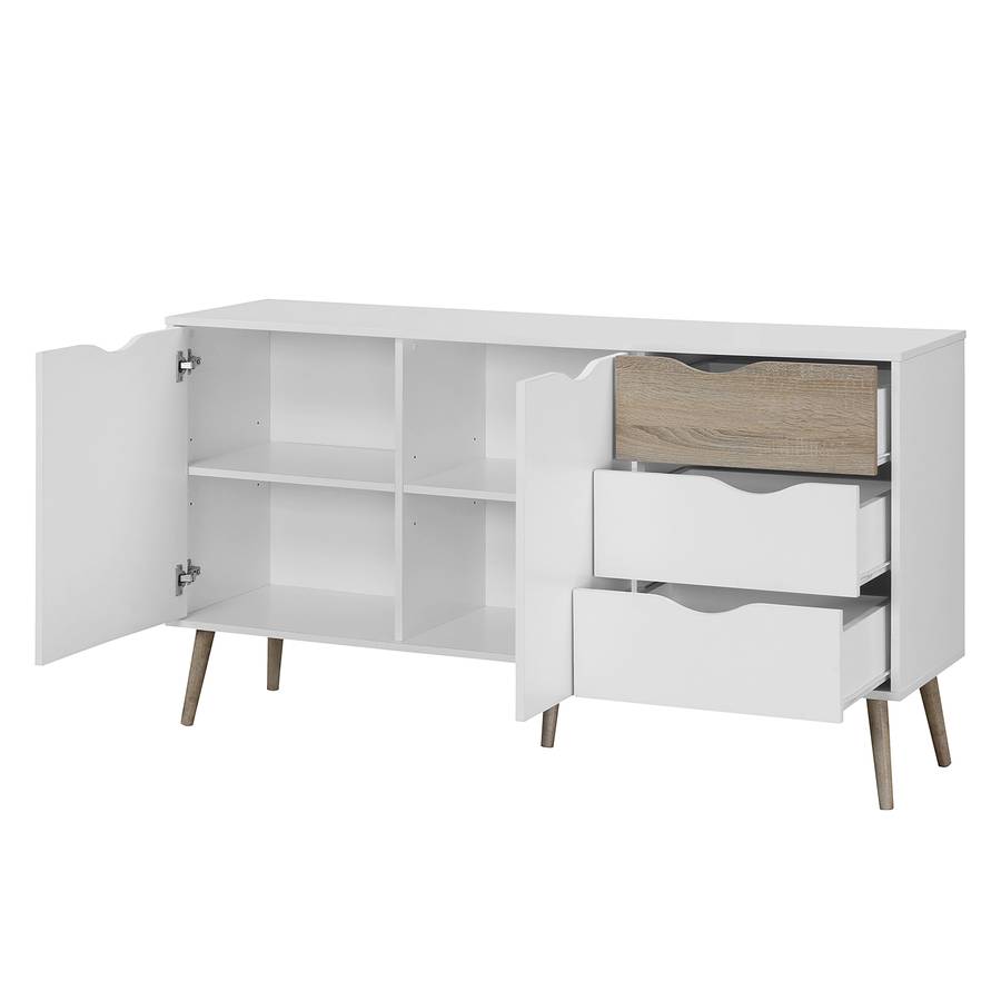 Sunndal Sideboard Gummibaum TeilmassivWeißEiche Hell 8kONX0ZnwP
