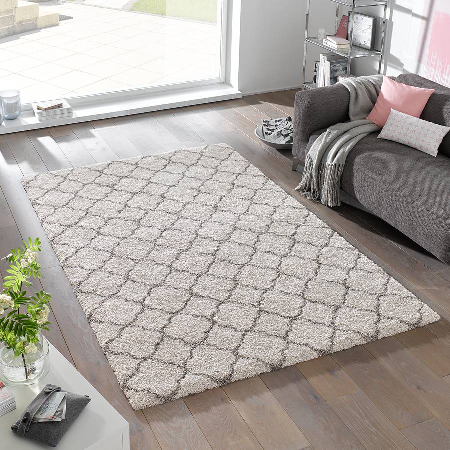 Luna KunstfaserCremeAnthrazit X 120 Hochflorteppich 170 Cm 1lFKJc