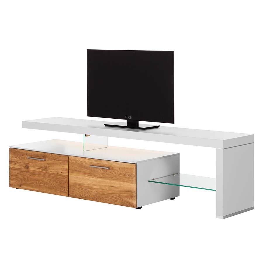 I NoueuxBlancAvec Chêne À Droite Éclairage Alignement Meuble Tv Solano CrdtshQ