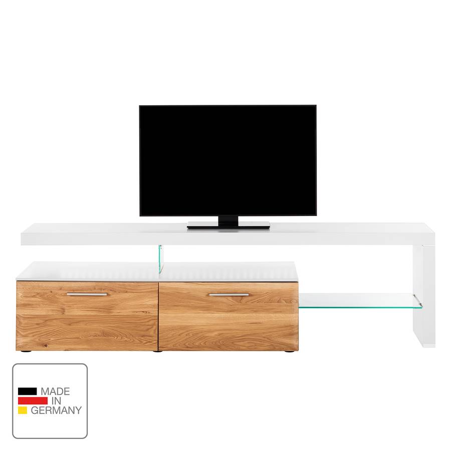 I NoueuxBlancAvec Chêne À Droite Éclairage Alignement Meuble Tv Solano CrdtshQ