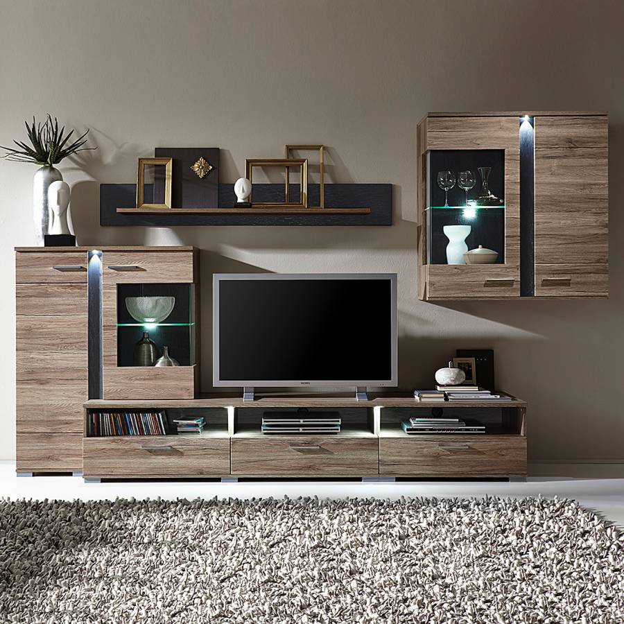 Wohnwand DekorSchiefer teiligEiche Sanremo I4 Campo thsQrd