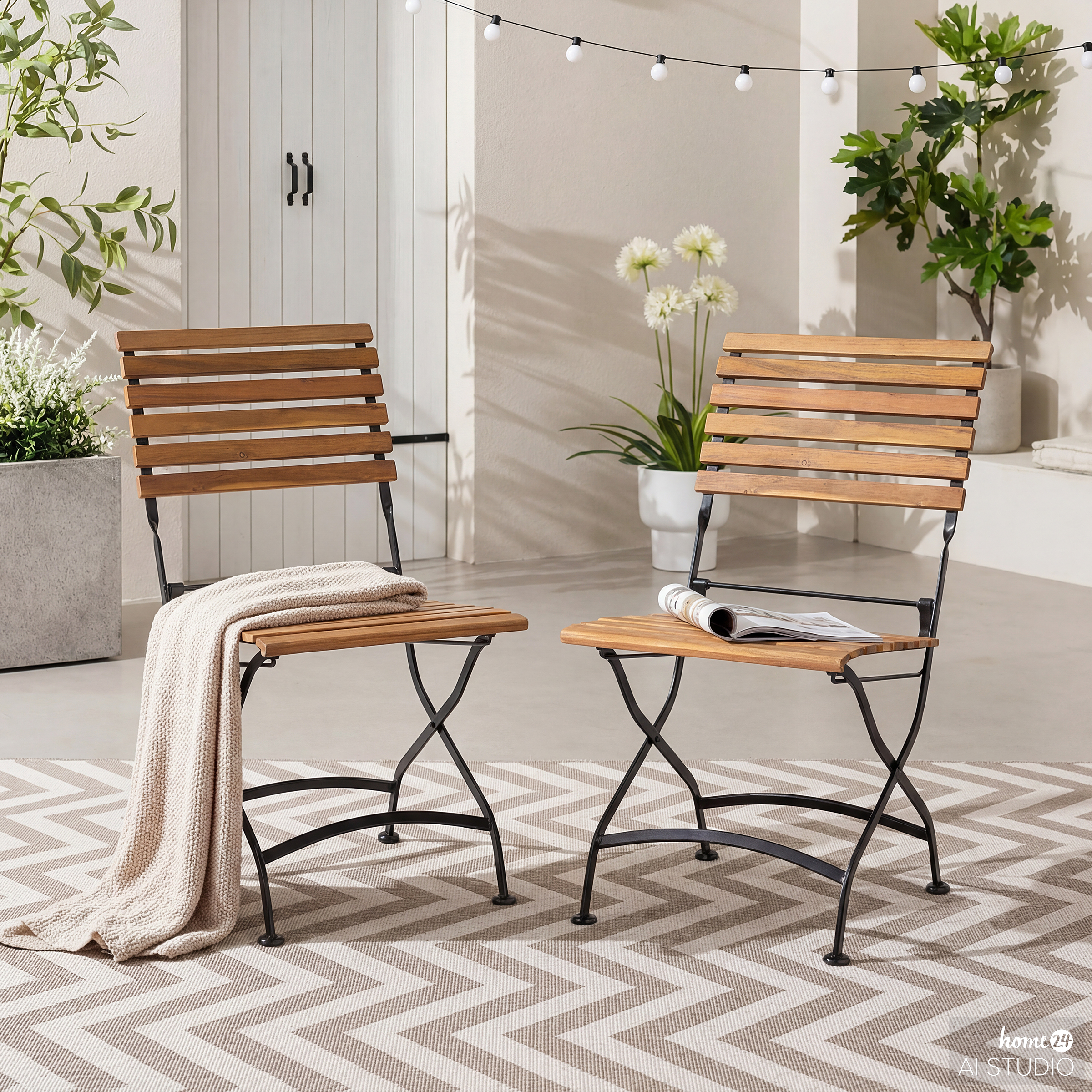 ZStyle Sedia Pieghevole In Legno Di Acacia Per Esterno – Schienale Alto, Portatile, SalvaSpazio Per Balcone E Terrazzo
