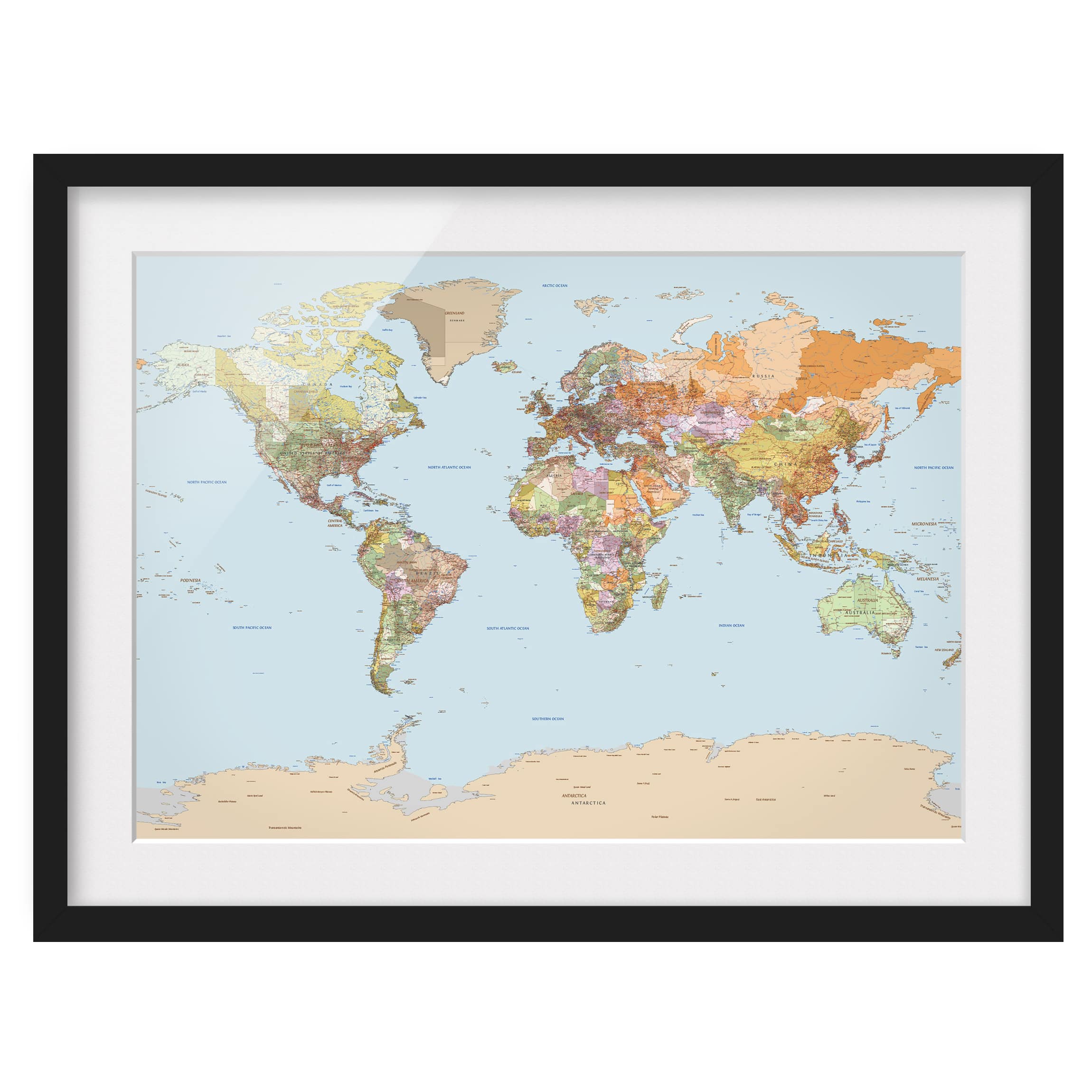 Tableau déco mappemonde géopolitique I