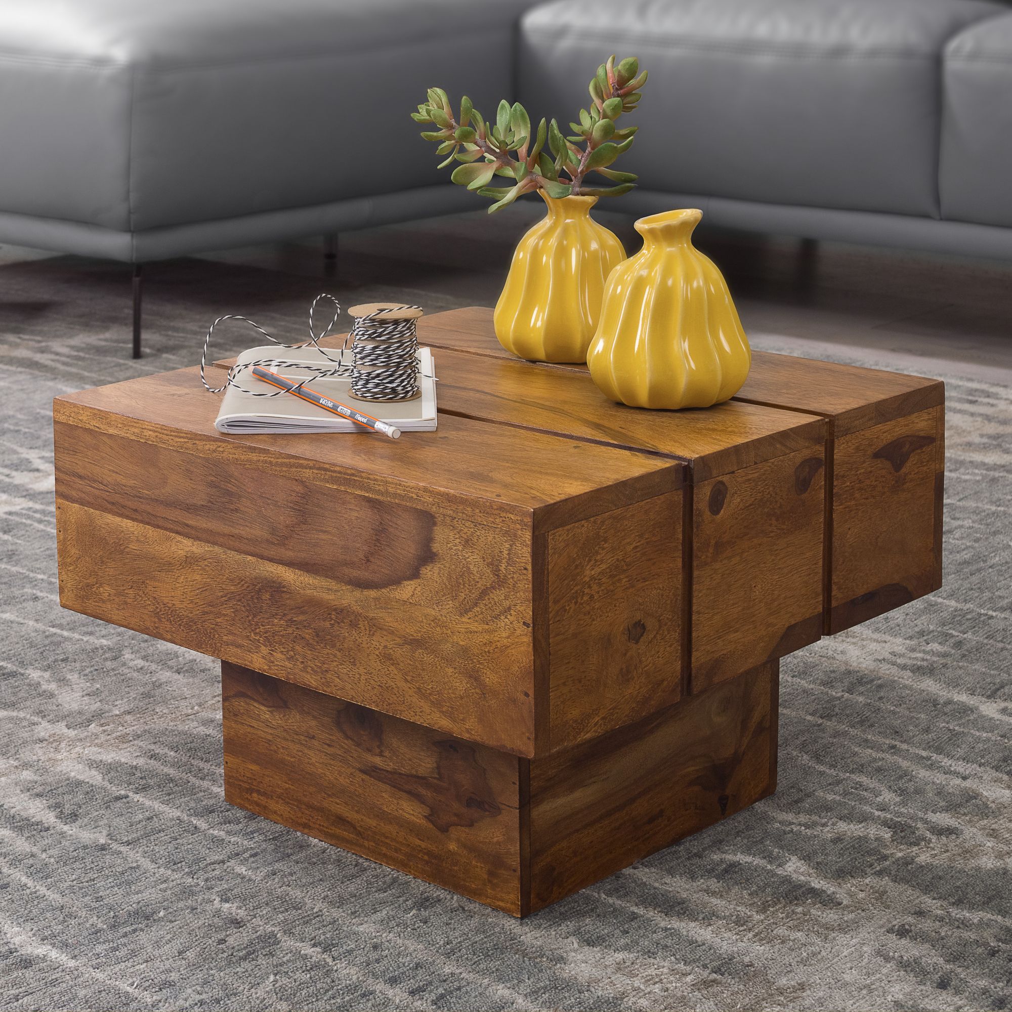 tavolino da salotto in legno di Sheesham / palissandro 115x65x45 miele laccato METRO LIFE #105