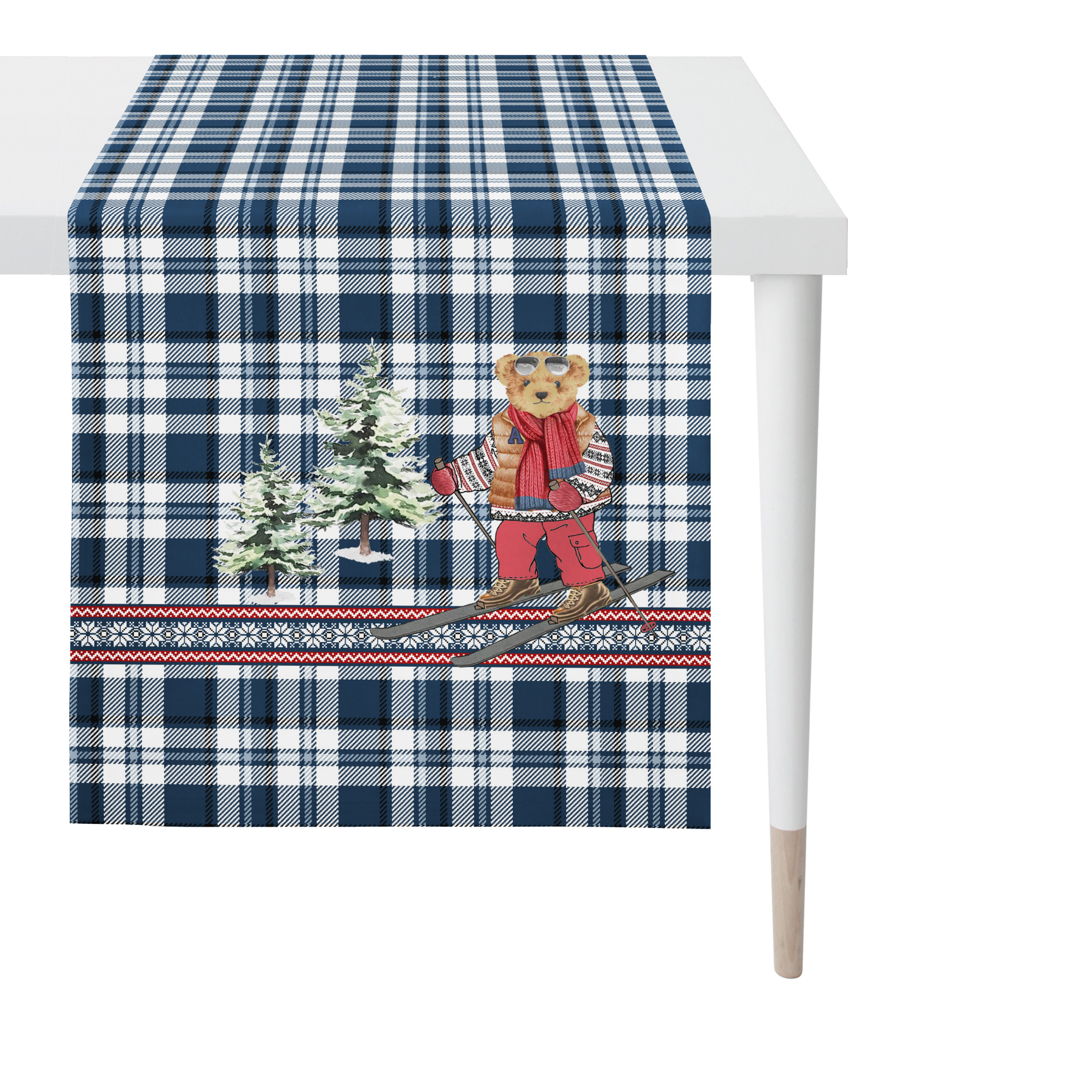 Vintage-Weihnachtstischdecke – Rechteckig 152 X 213 Cm – Kariert Mit Festlichen Motiven – Waschbar Und Bügelfest – Für Winterfeste Und Neujahr