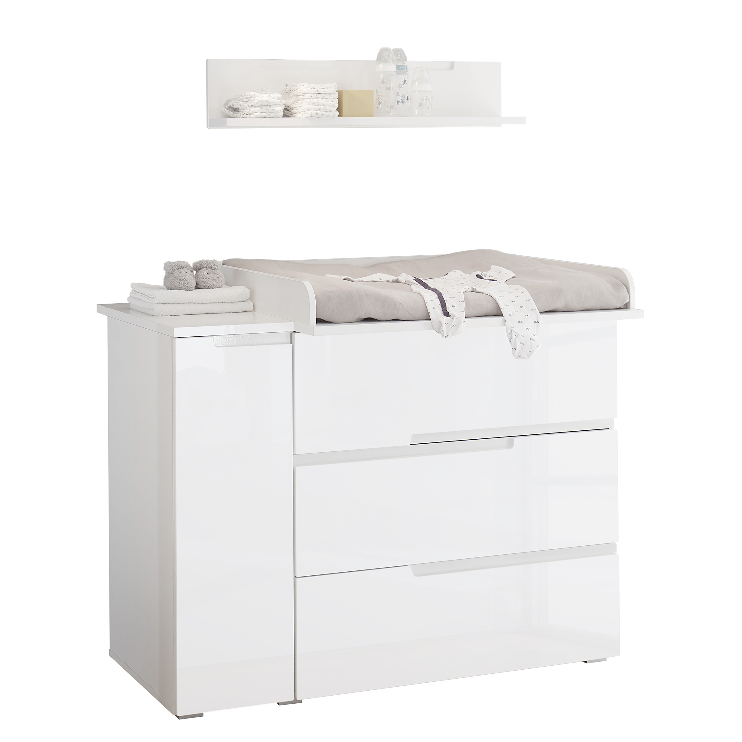 MUTUN Commode voor slaapkamer, stoffen commode met 4 laden, metalen