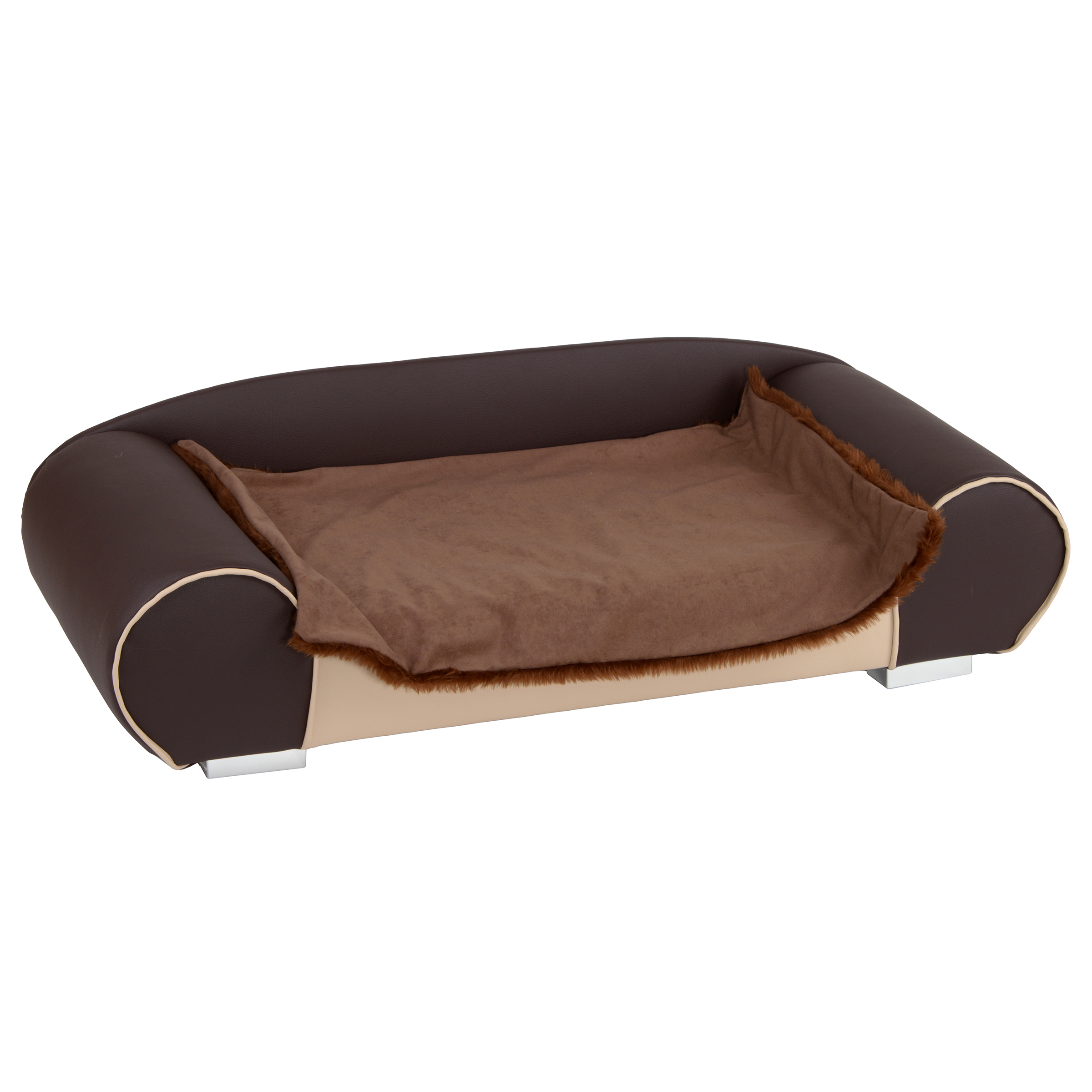 Cuccia Divano [en.casa] Per Cani E Gatti 60x45 Cm, In Velluto Blu, Con Cuscini Laterali Removibili E Vano Contenitore Integrato