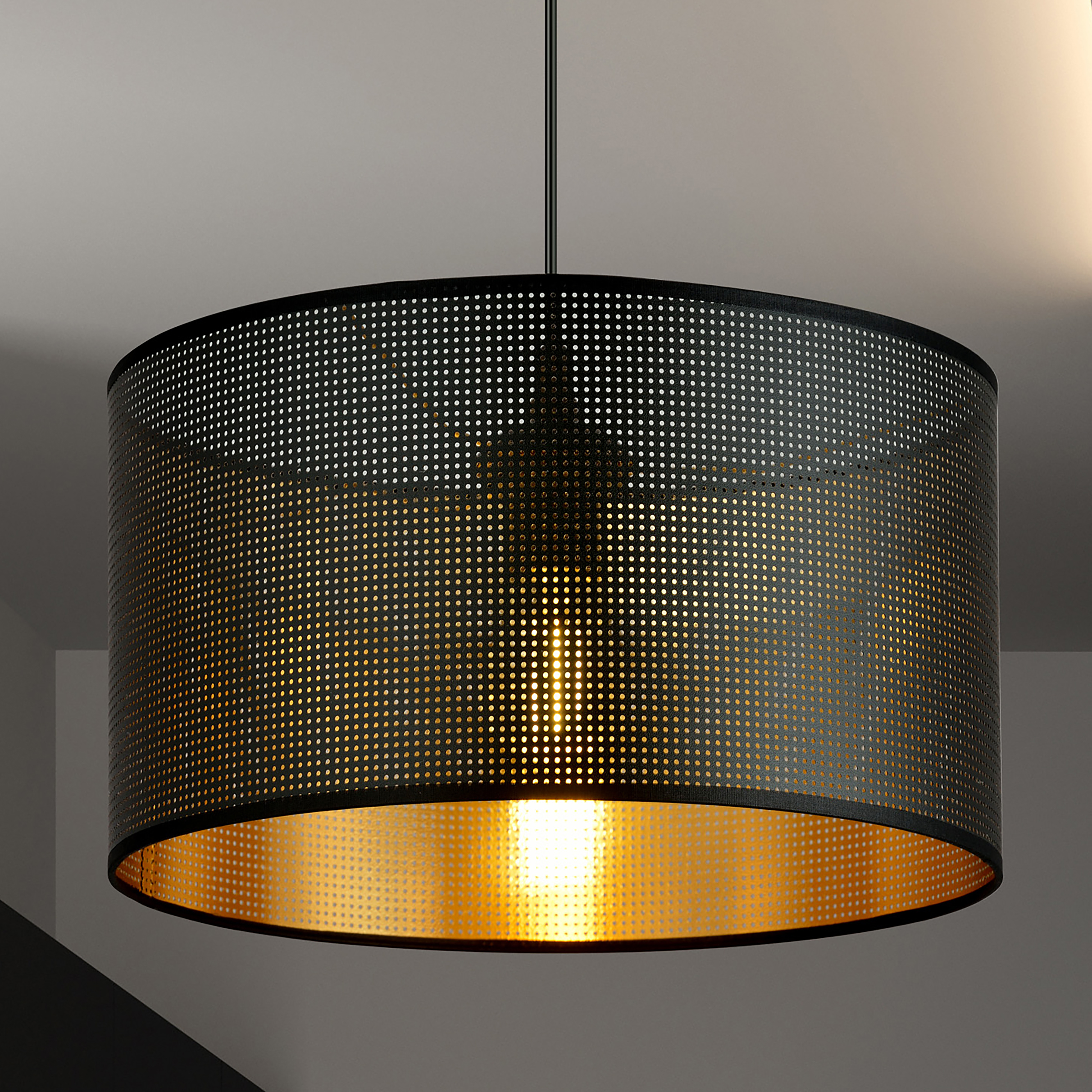 Homemania Pendelleuchte Metall | Gold & Schwarz | Verstellbar, 85 Cm Kabel | E27 Fassung | Für Wohn- & Schlafbereich
