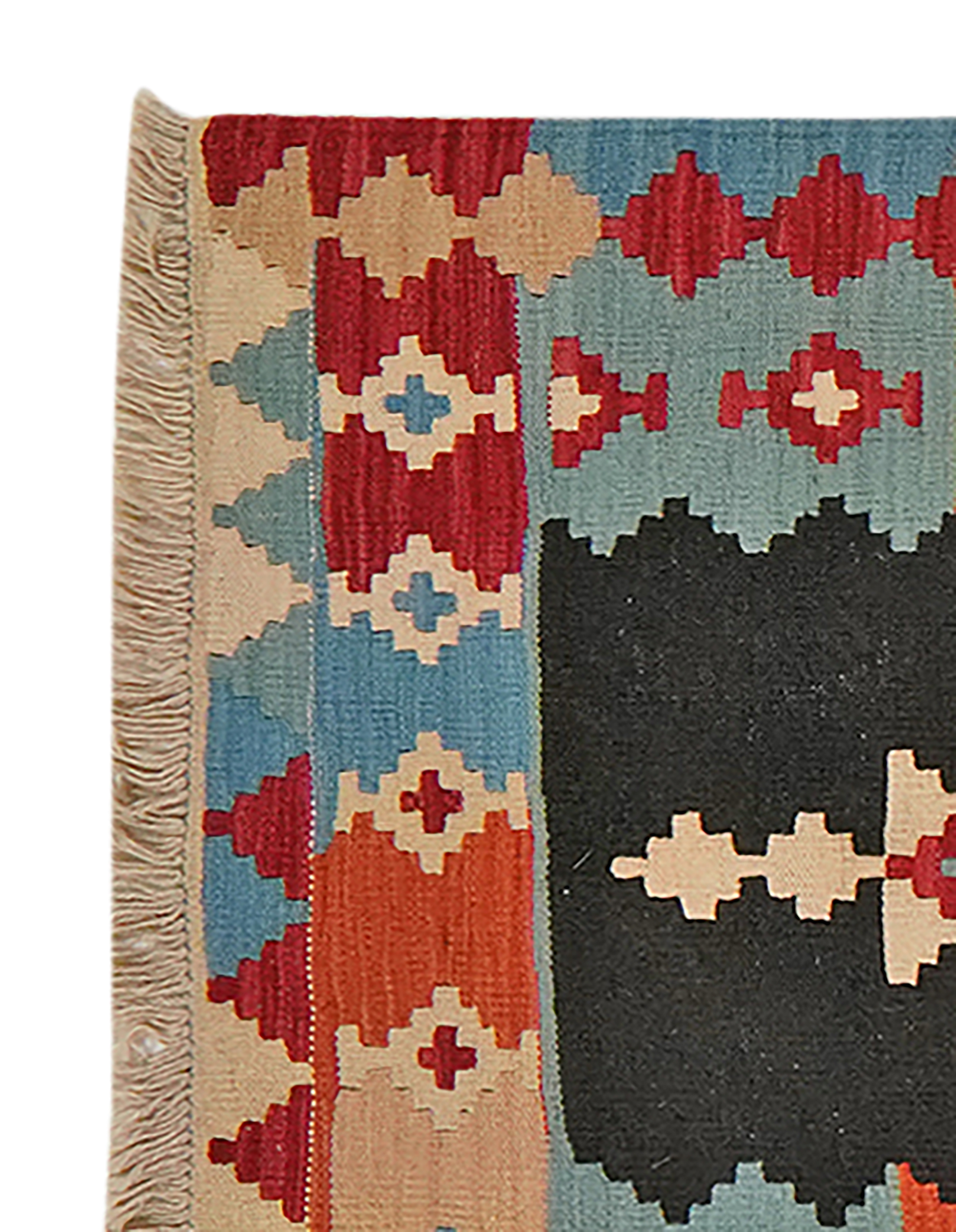 Grand Tapis Kelim Ghashgai Tissé Main Laine Et Coton – 238x154 Cm, Multicolore