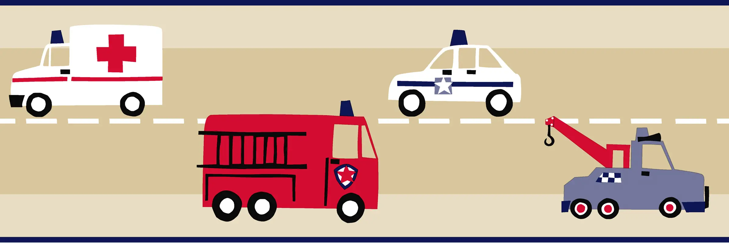 Tapetenbord眉re Feuerwehrautos und Polize