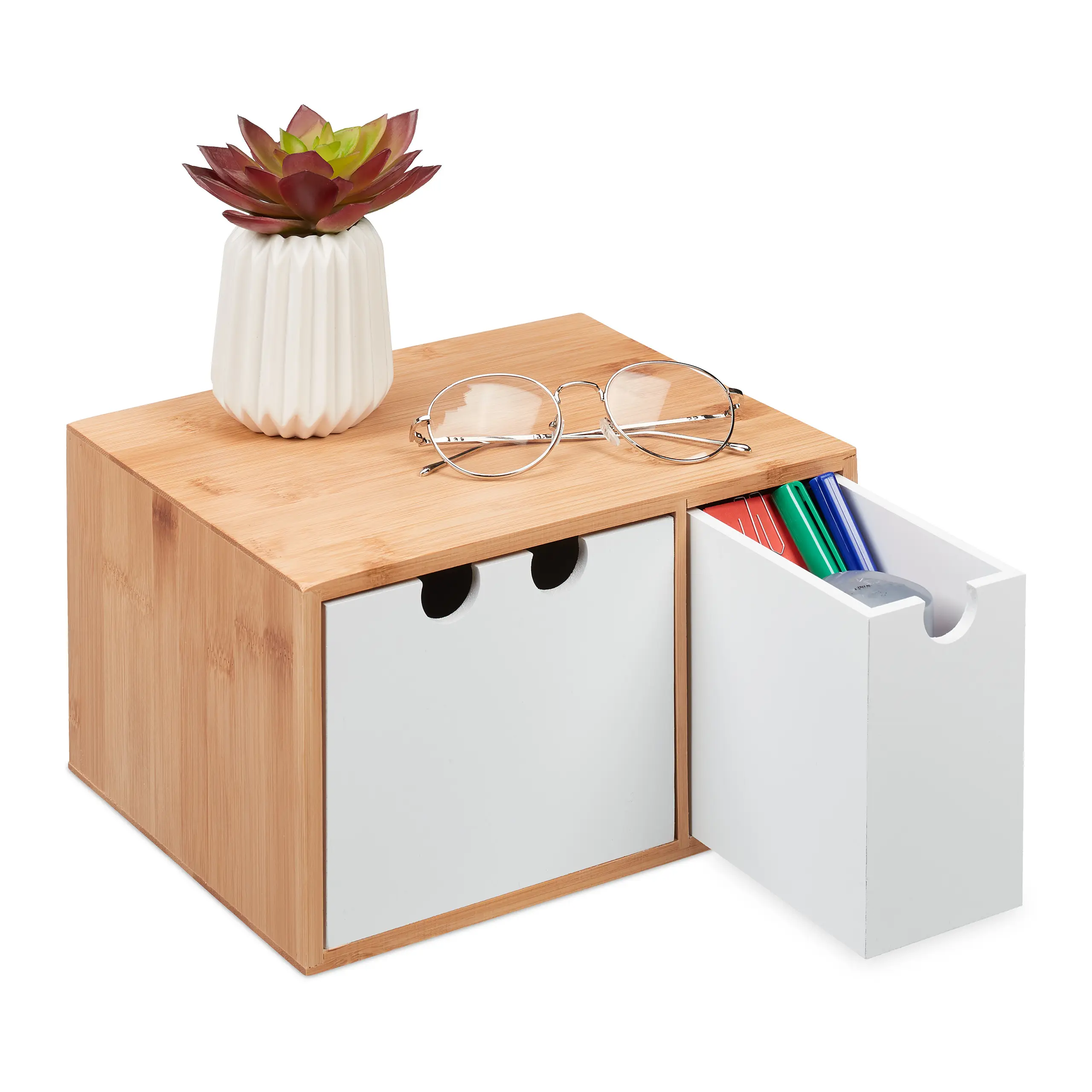 Schubladenbox Bambus & MDF 2 F盲cher