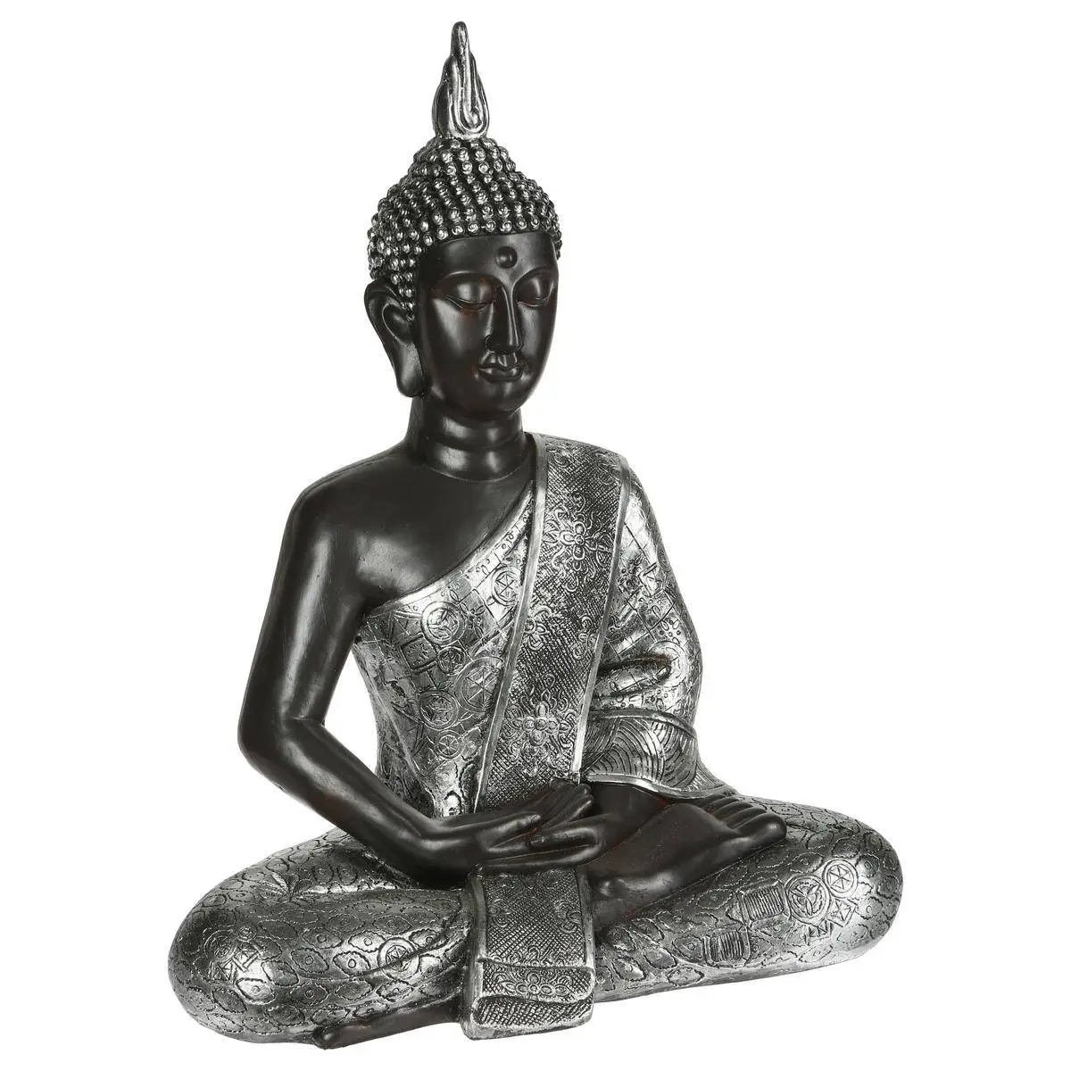Dekofigur, Buddha im silbernen Gewand | Deko-Objekte