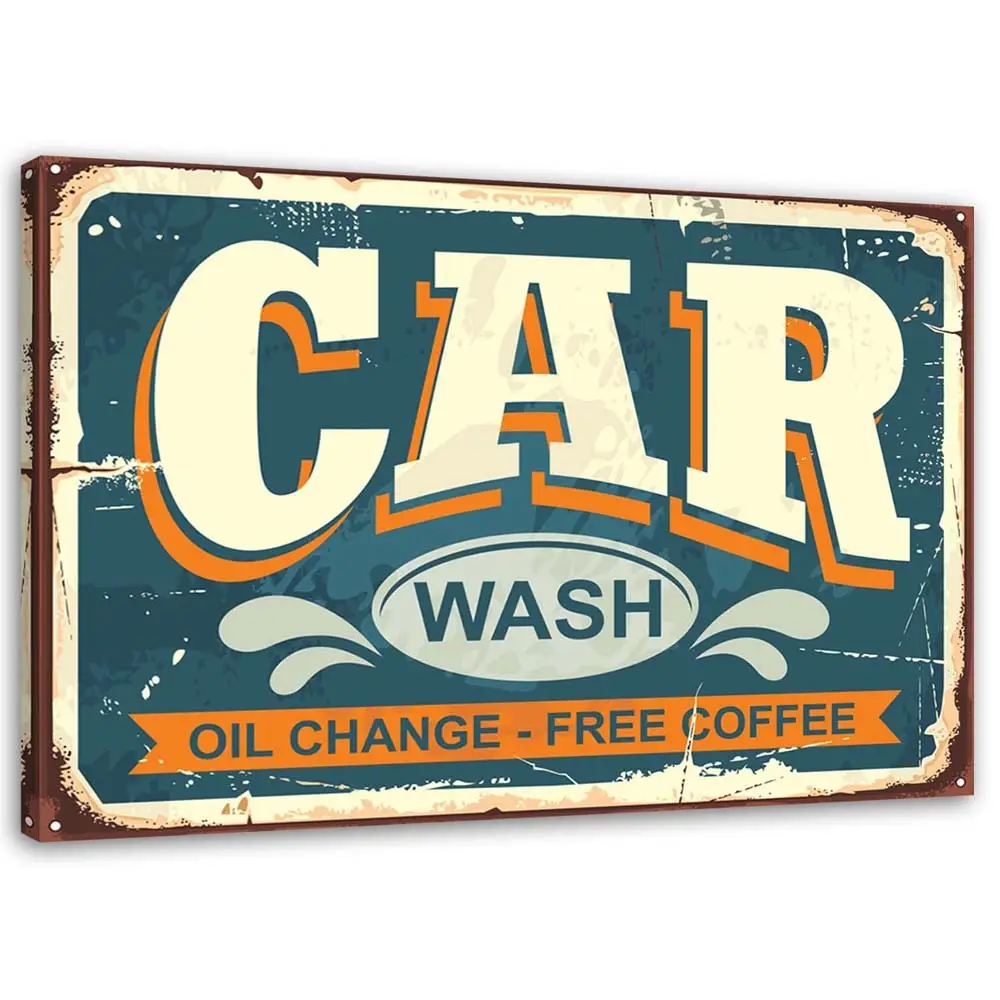 Wandbild Car Wash Retro Schild