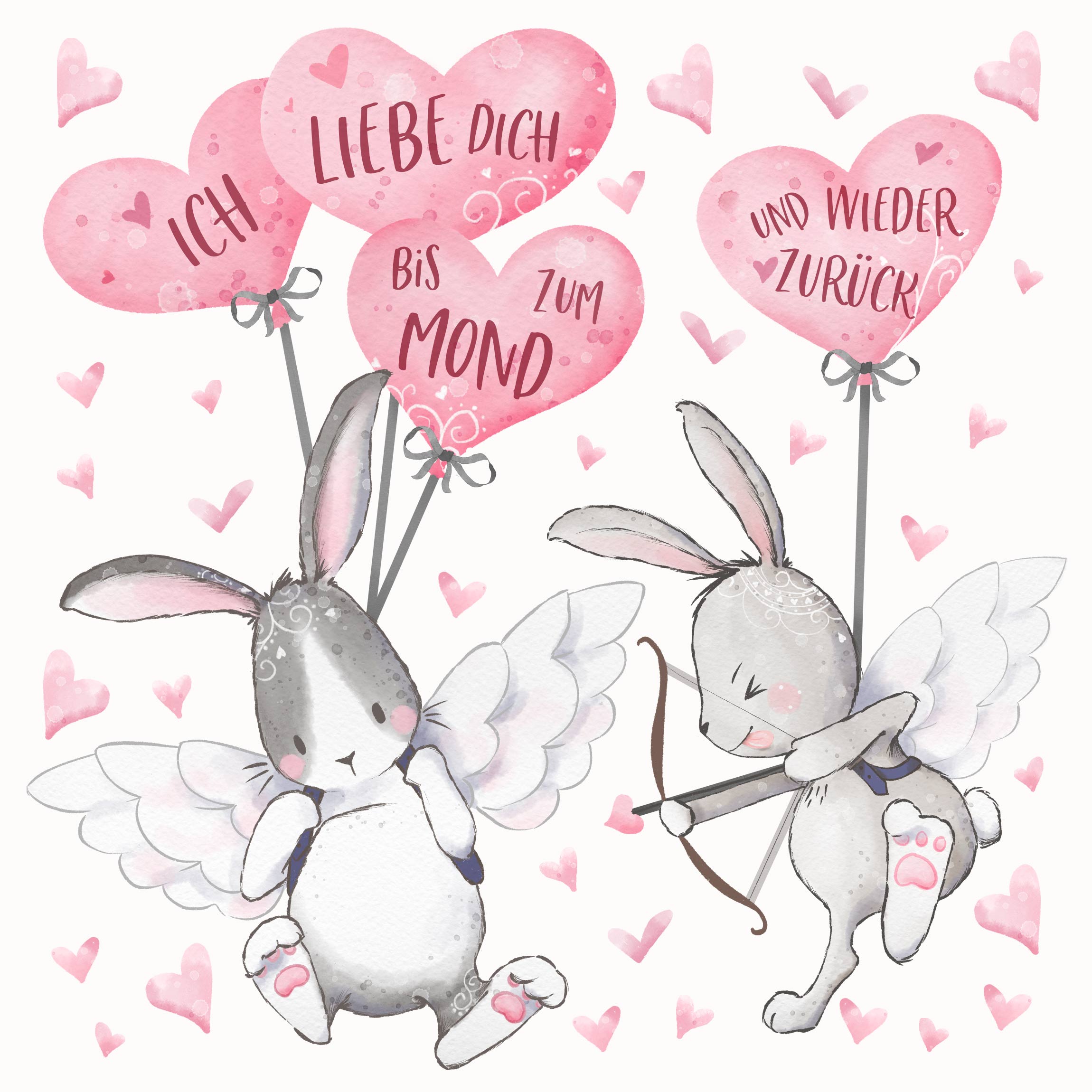 Wandtattoo Ich liebe dich Hasen Rosa kaufen home24