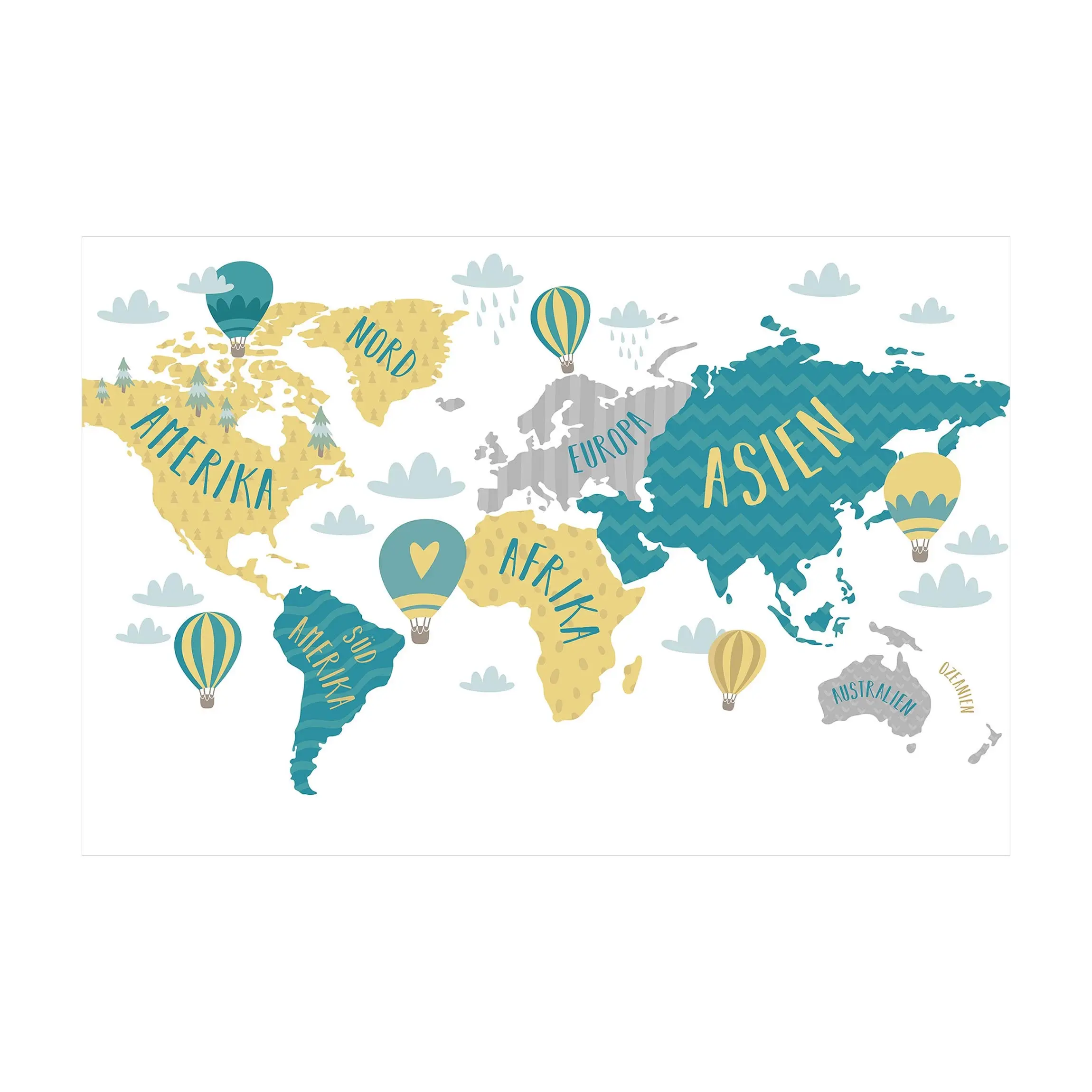 Weltkarte mit Hei脽luftballon