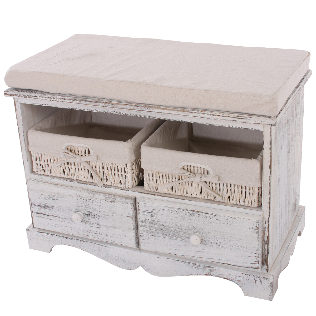 Sitzbank 2 Körbe Shabby-Look kaufen