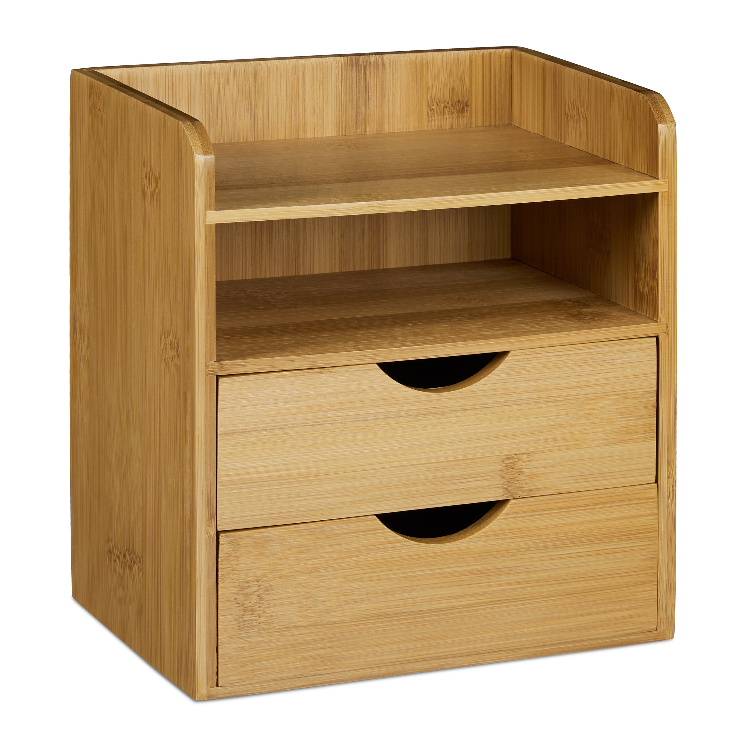 Organiseur Bureau Bambou 3 Tiroirs - Dimensions 30x19x20 Cm - Rangement Bureau, Salon, Chambre