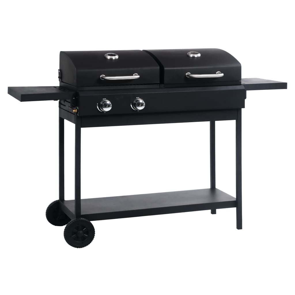 vidaXL Holzkohlegrill Gasgrill 6 1 Brenner Schwarz