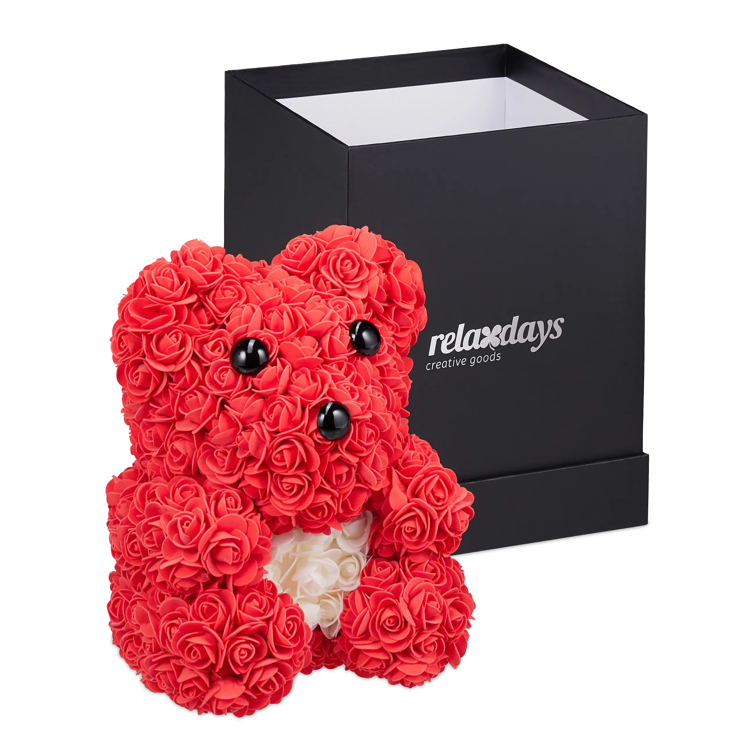 Roter Rosen Teddyb盲r mit Geschenkbox