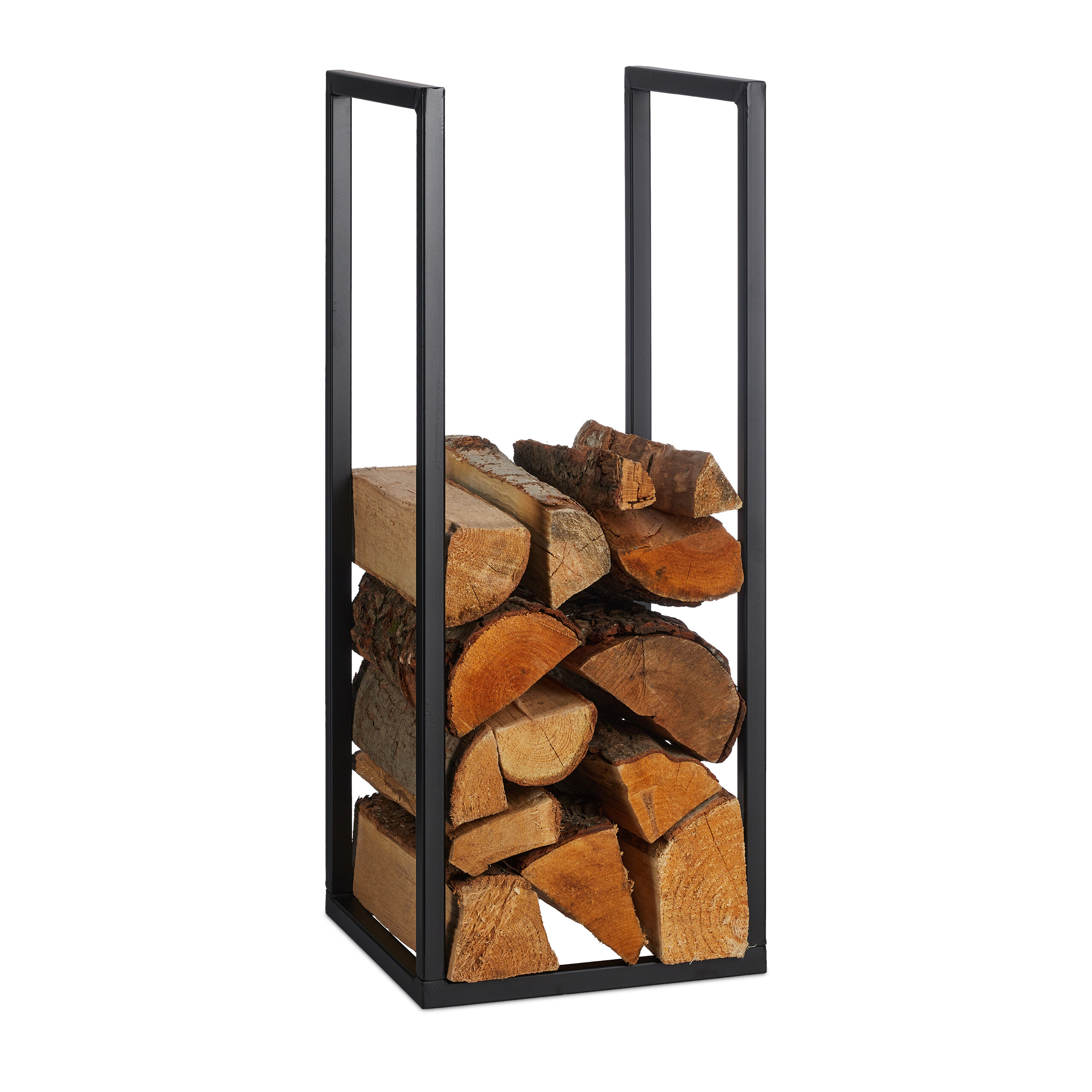 Rangement à Bois De Chauffage Réglable En Métal - Dimensions Max 75x25x170 Cm, Pour Intérieur/Extérieur, Avec Tapis Antidérapant