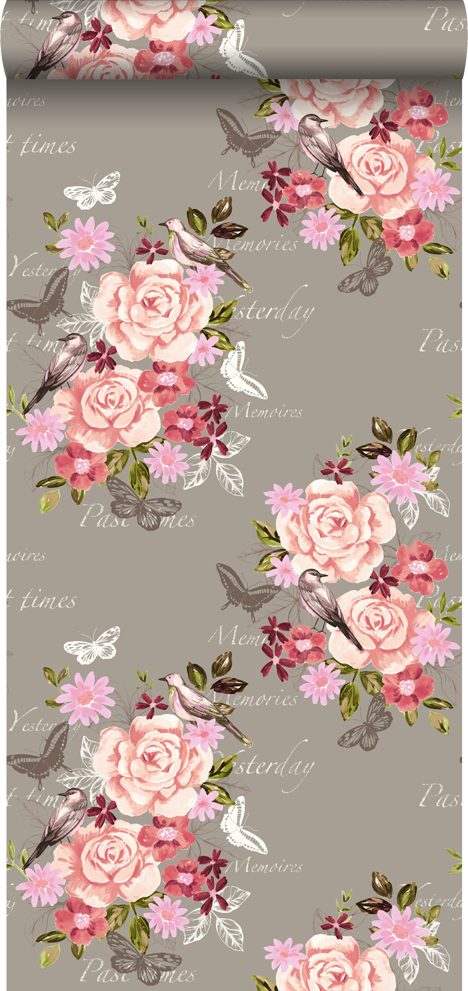 Papier Peint éco Italien - Motif Oiseaux Et Fleurs - 8 Feuilles - Amovible