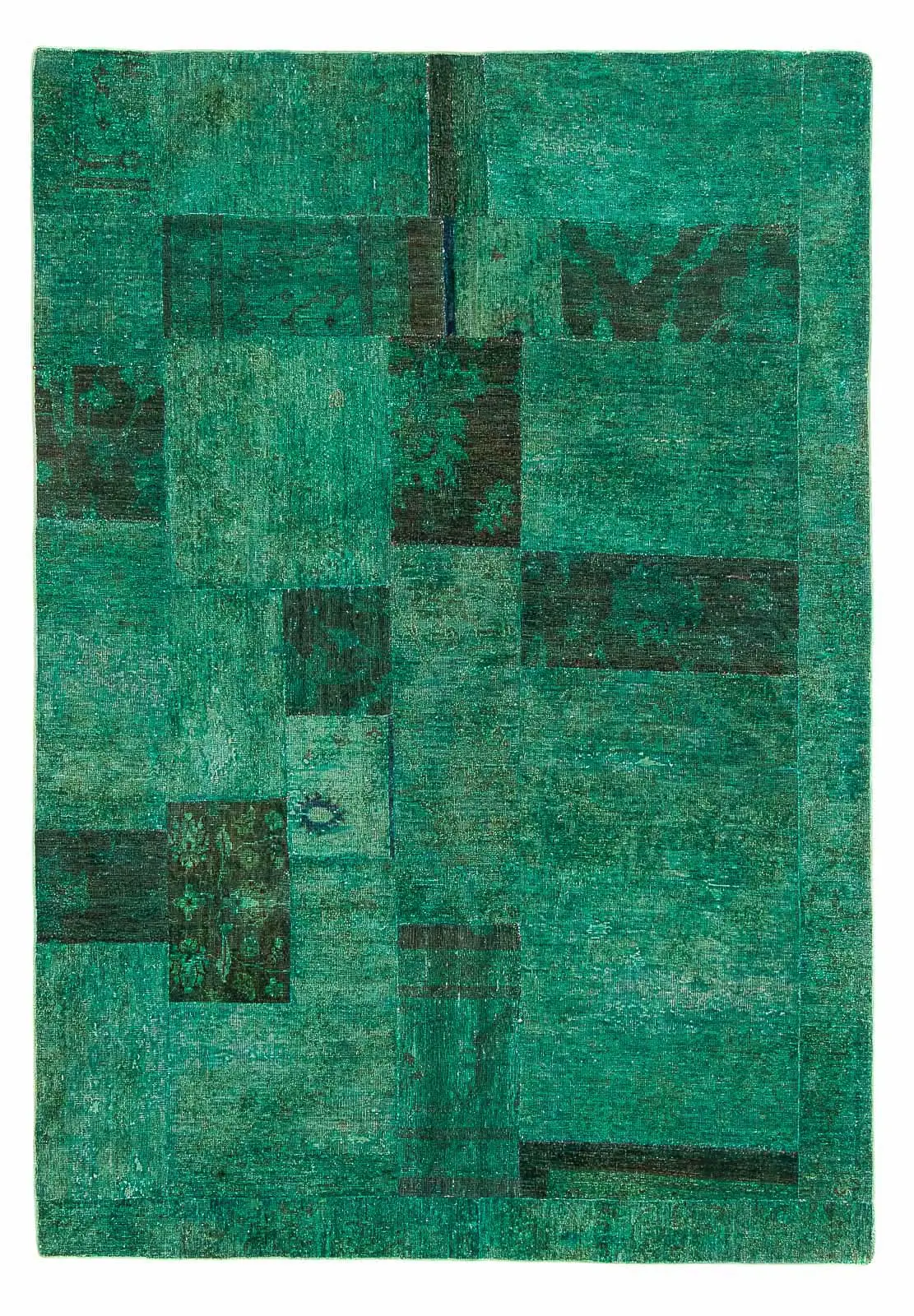 Patchwork Teppich - 237 x cm - gr眉n 156