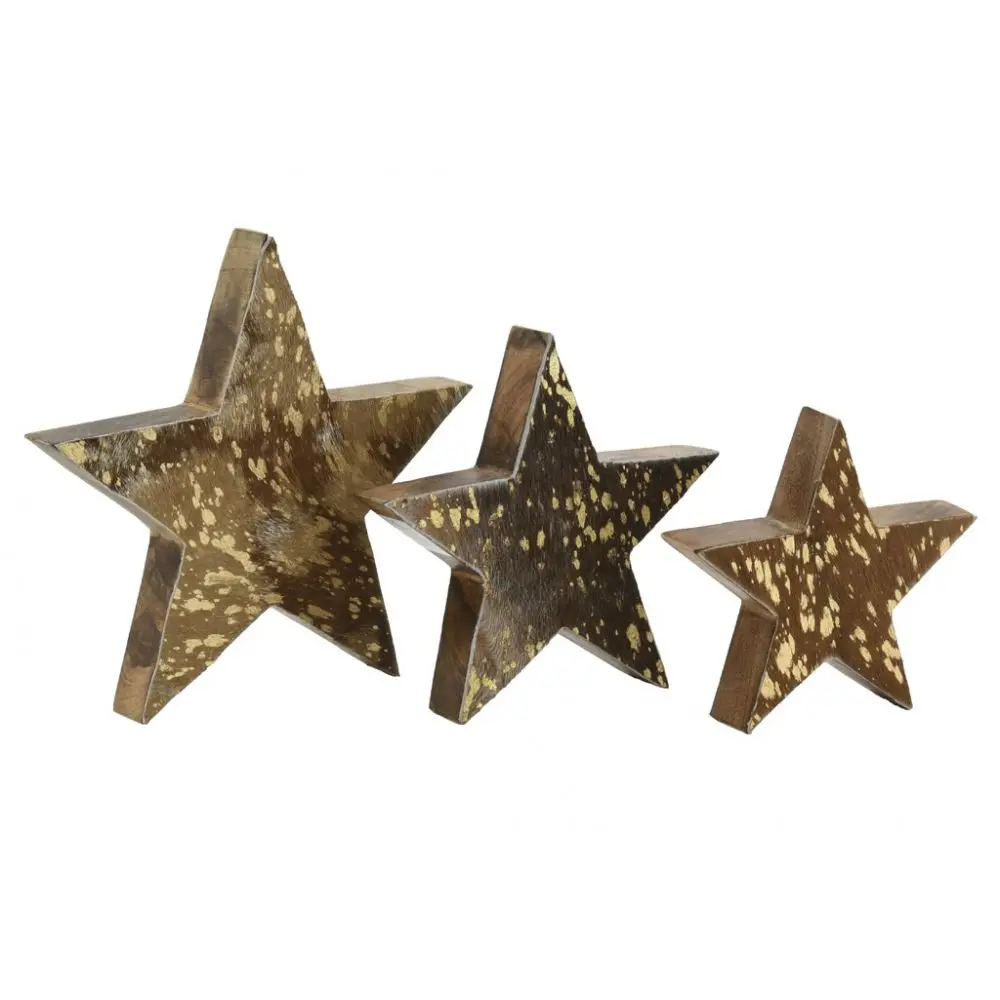 Dekorative Sterne aus Holz und Kuhleder