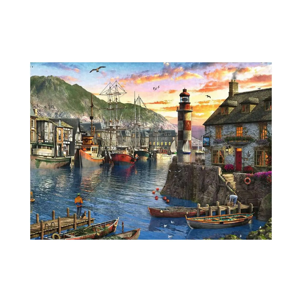 Puzzle Sonnenaufgang am 500 Teile Hafen