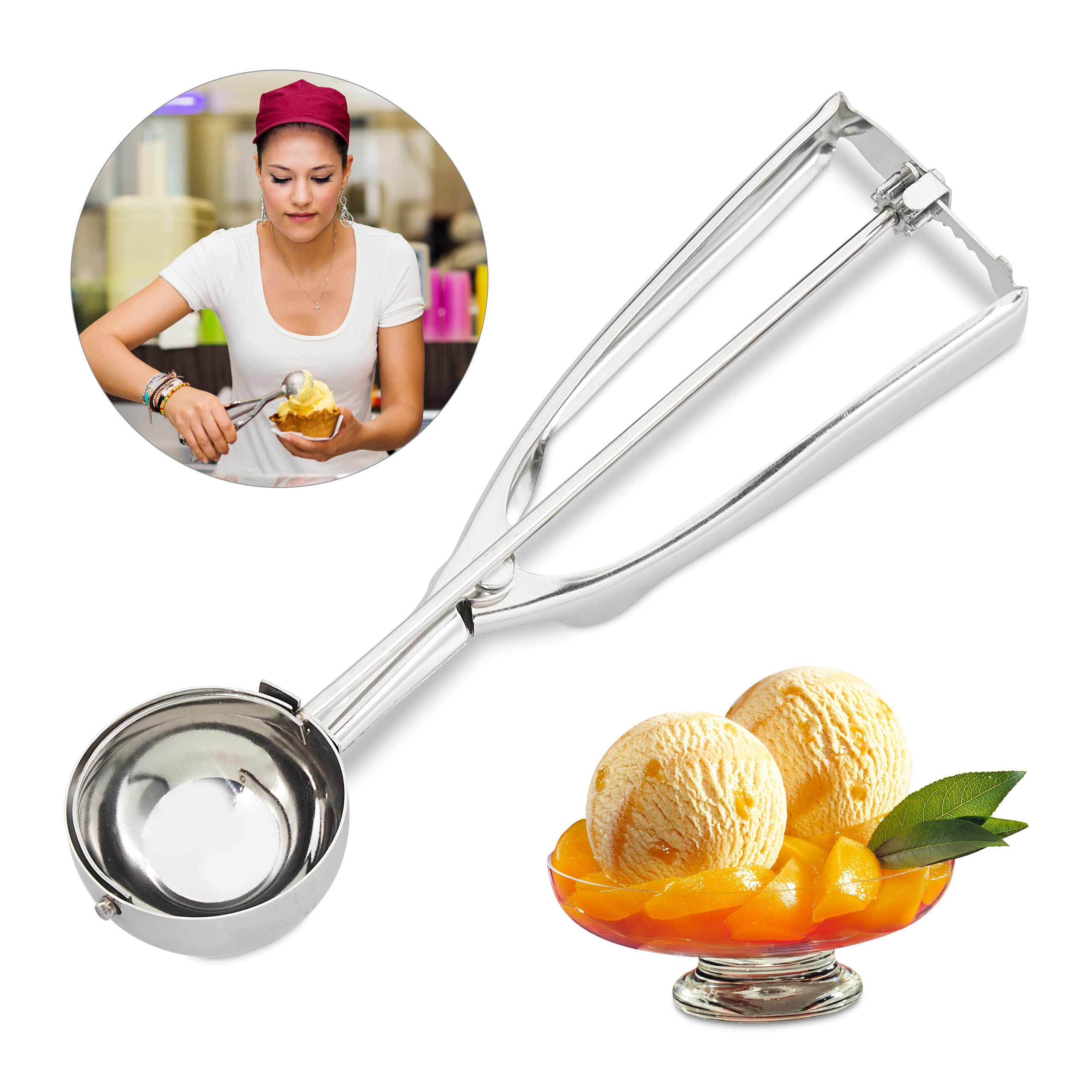 Snailhouse Eisportionierer Edelstahl – Perfekt Für Gelato, Keksteig, Sorbet (Gold-Optik)