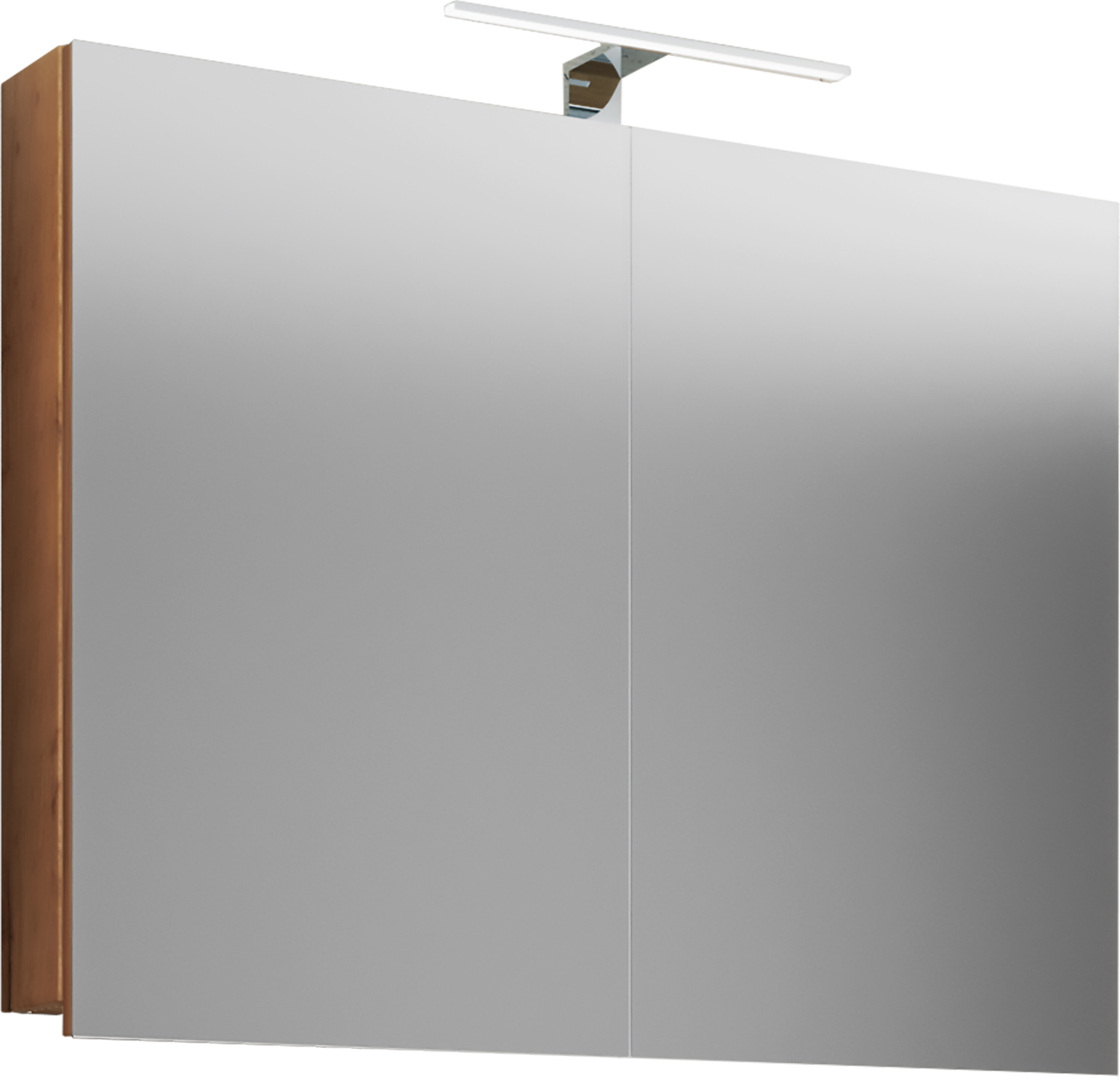 Armoire à glace Akira avec éclairage LED, 2 portes, orme Rousseau, 800x700x155mm