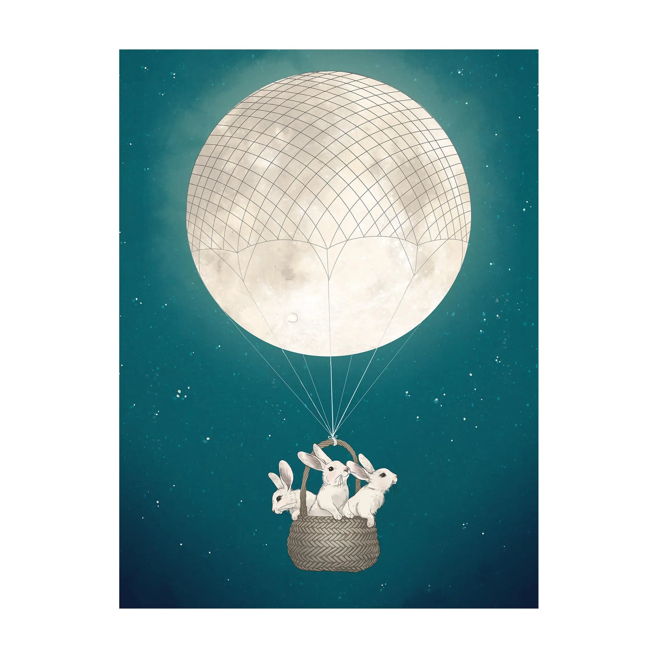 Illustration Hasen Hei脽luftballon Mond